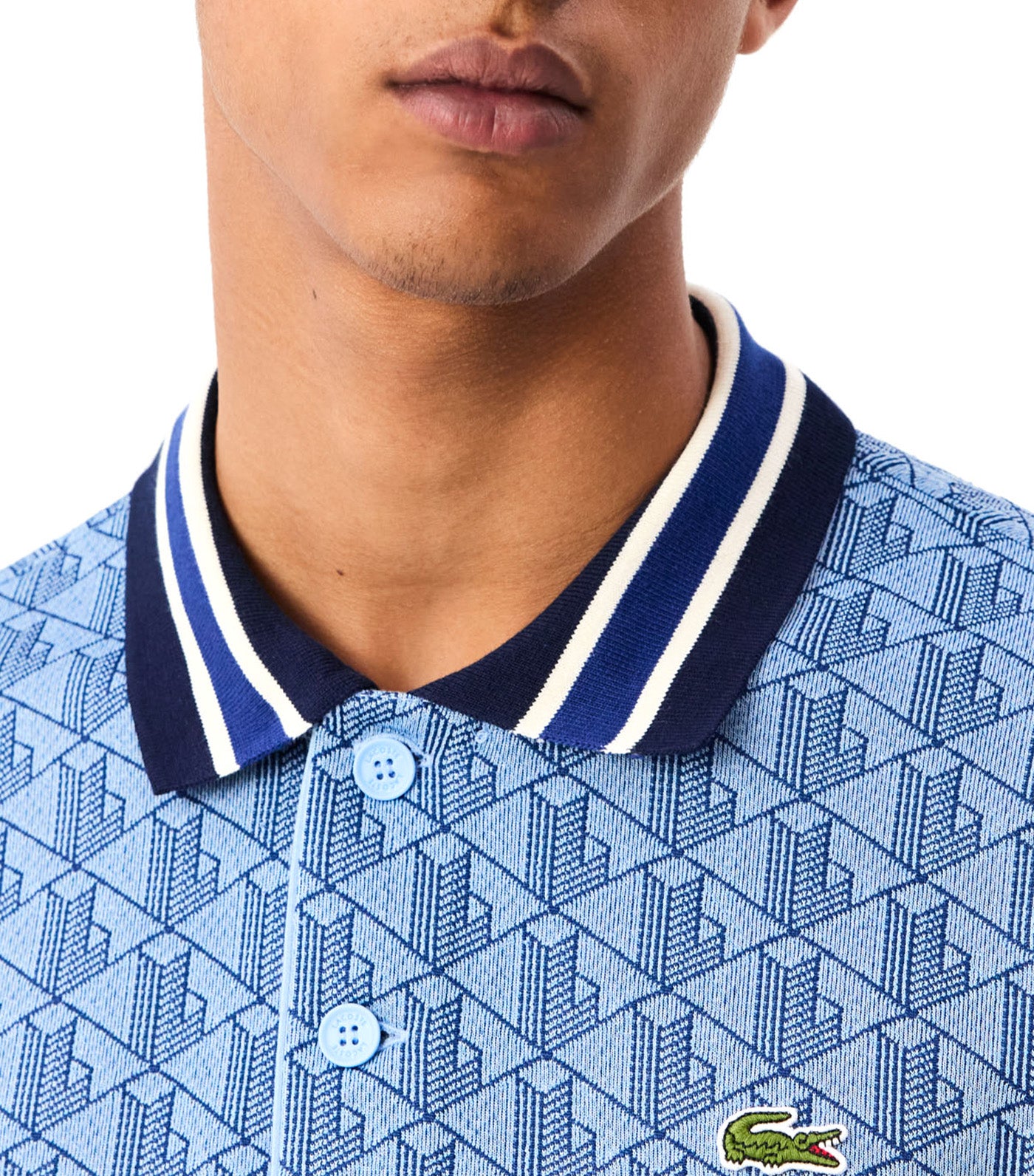 Classic Fit Contrast Collar Monogram Motif Polo Shirt Rill/Globe