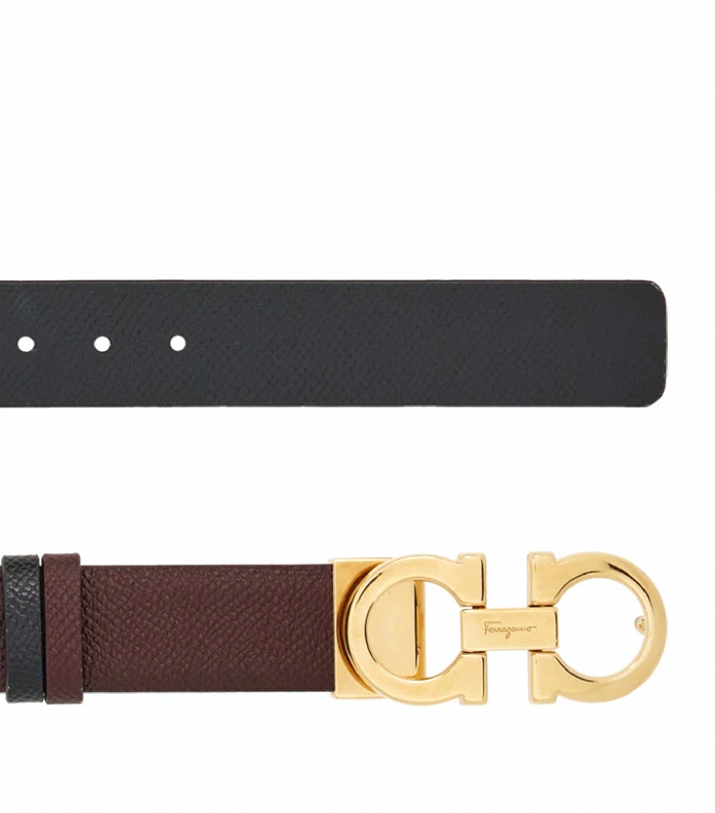 Reversible and Adjustable Gancini Belt Ganache Brown/Black