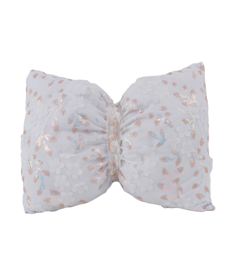 Rustan's The Christmas Shop Ribbon Bow Pillow, Floral, White | Rustan's