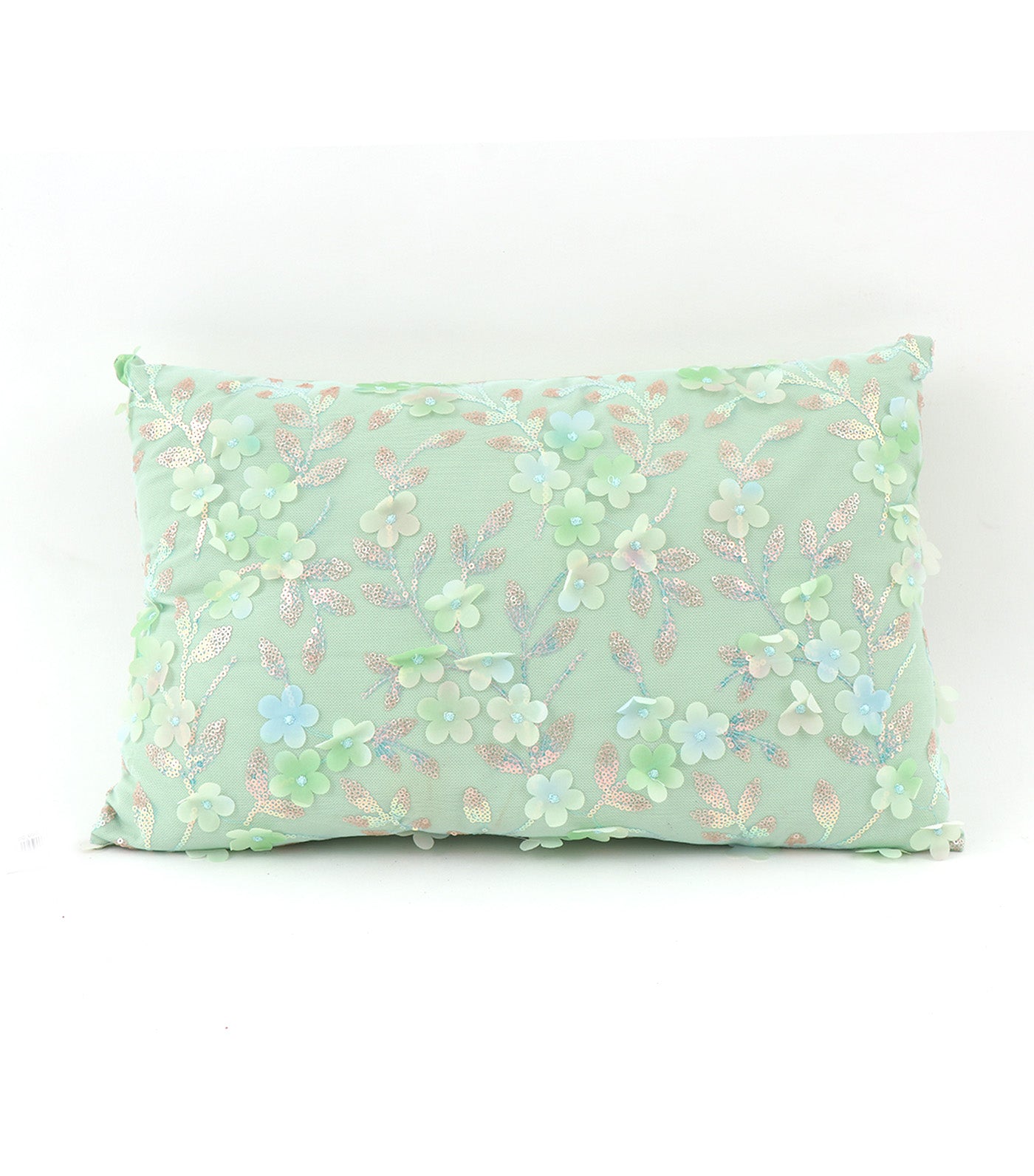 Floral Pillow, 11X17"", Green