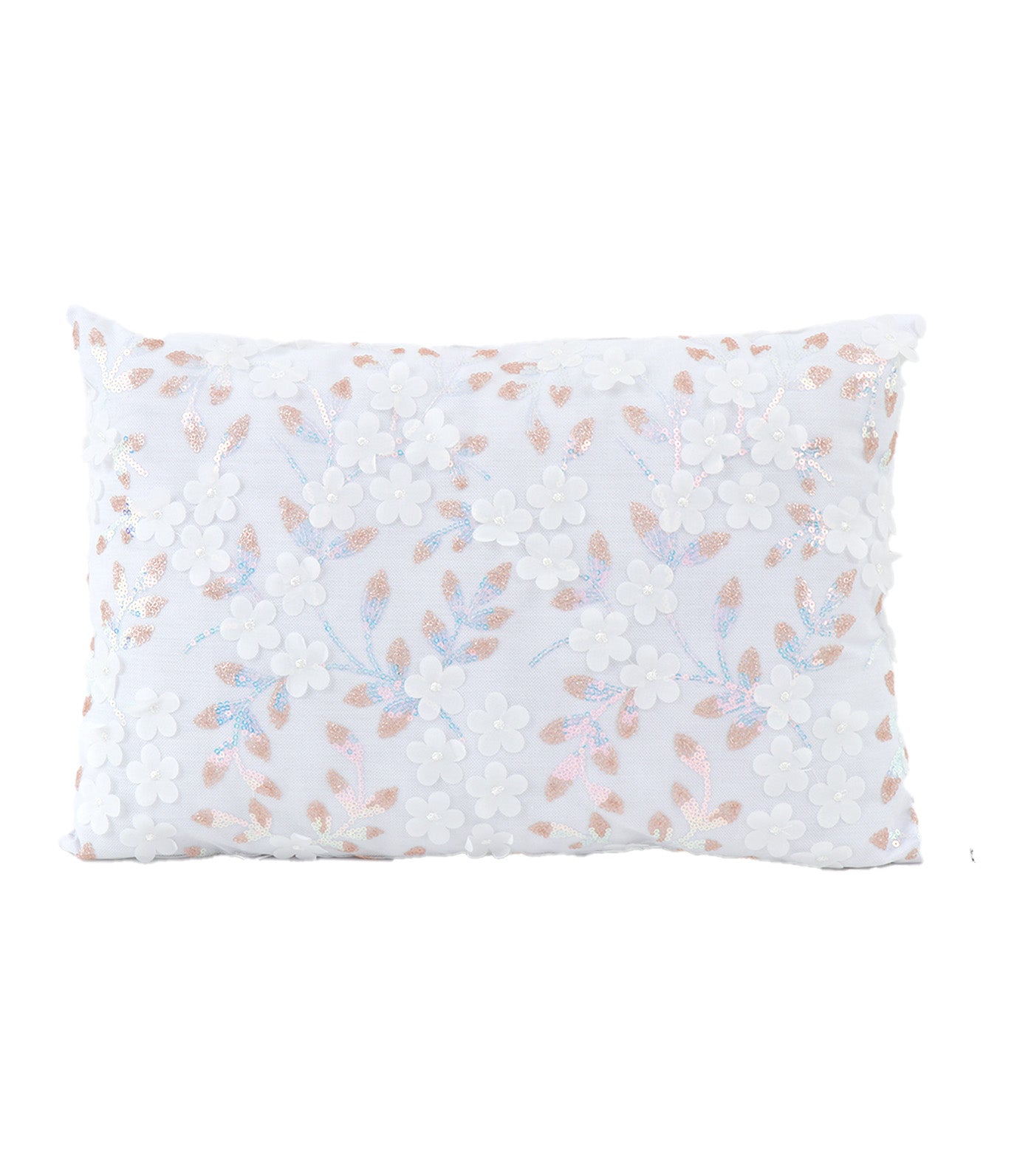 Floral Pillow, 11X17"", White