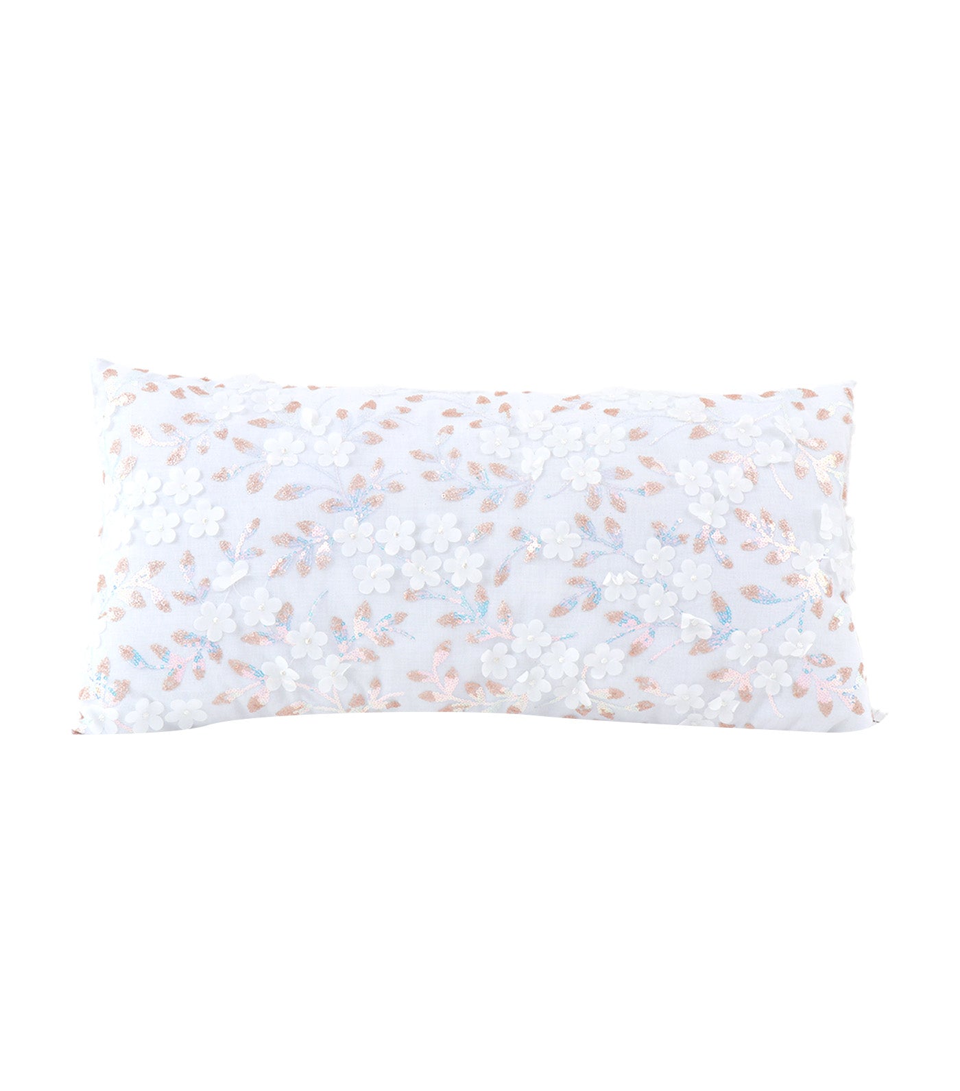 Floral Pillow 12in x 24in White