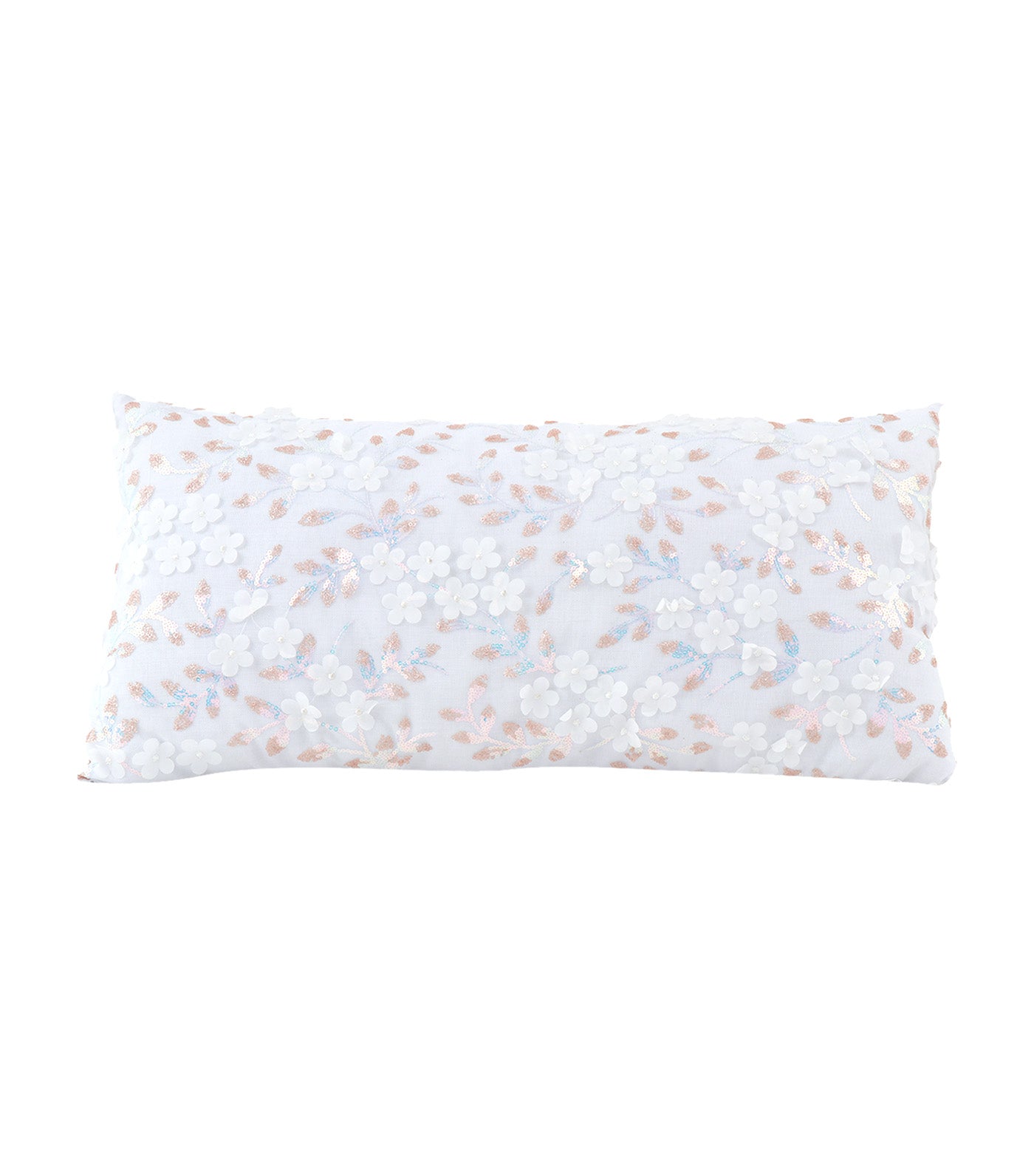 Floral Pillow 12in x 24in White