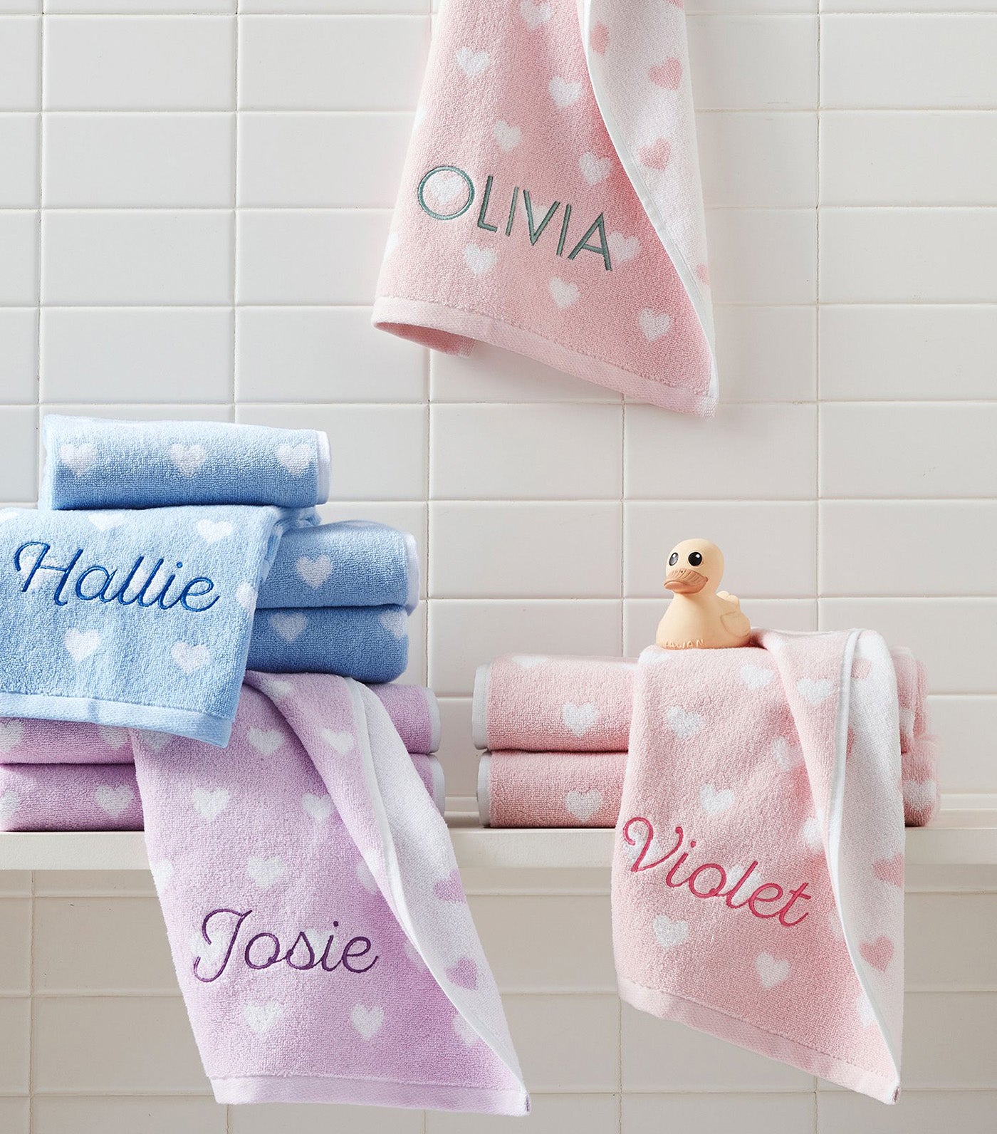 Heart Bath Towel Collection Porcelain Blue