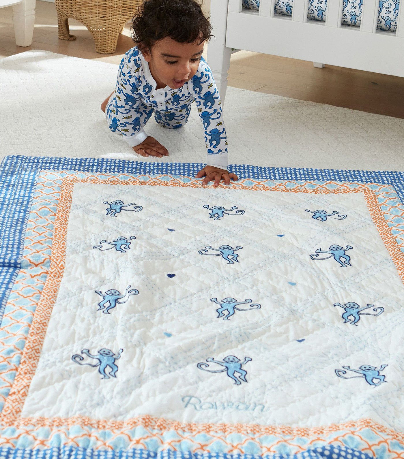 Roller Rabbit Monkey Baby Quilt