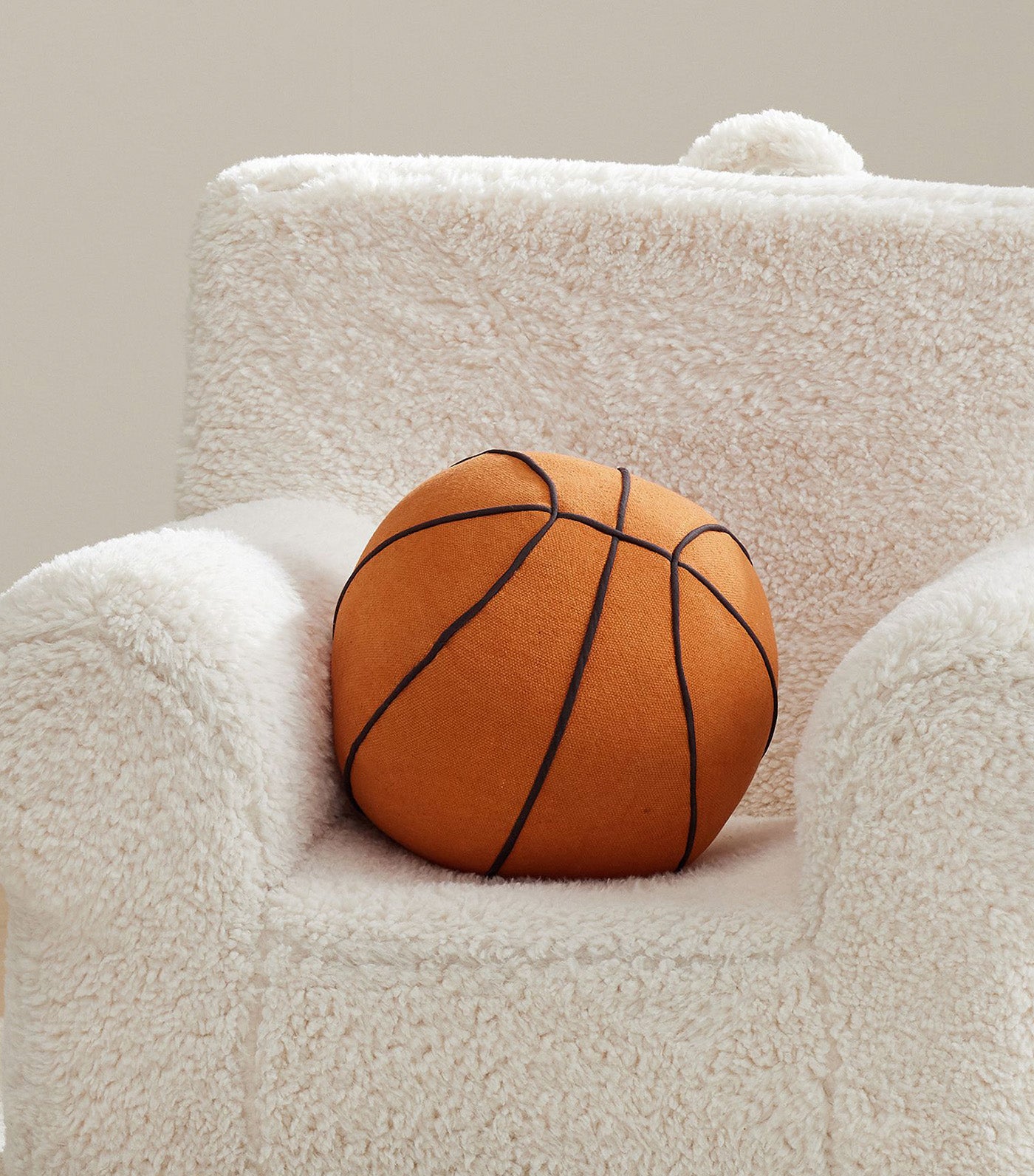 Basketball Shaped Washed Canvas Pillow