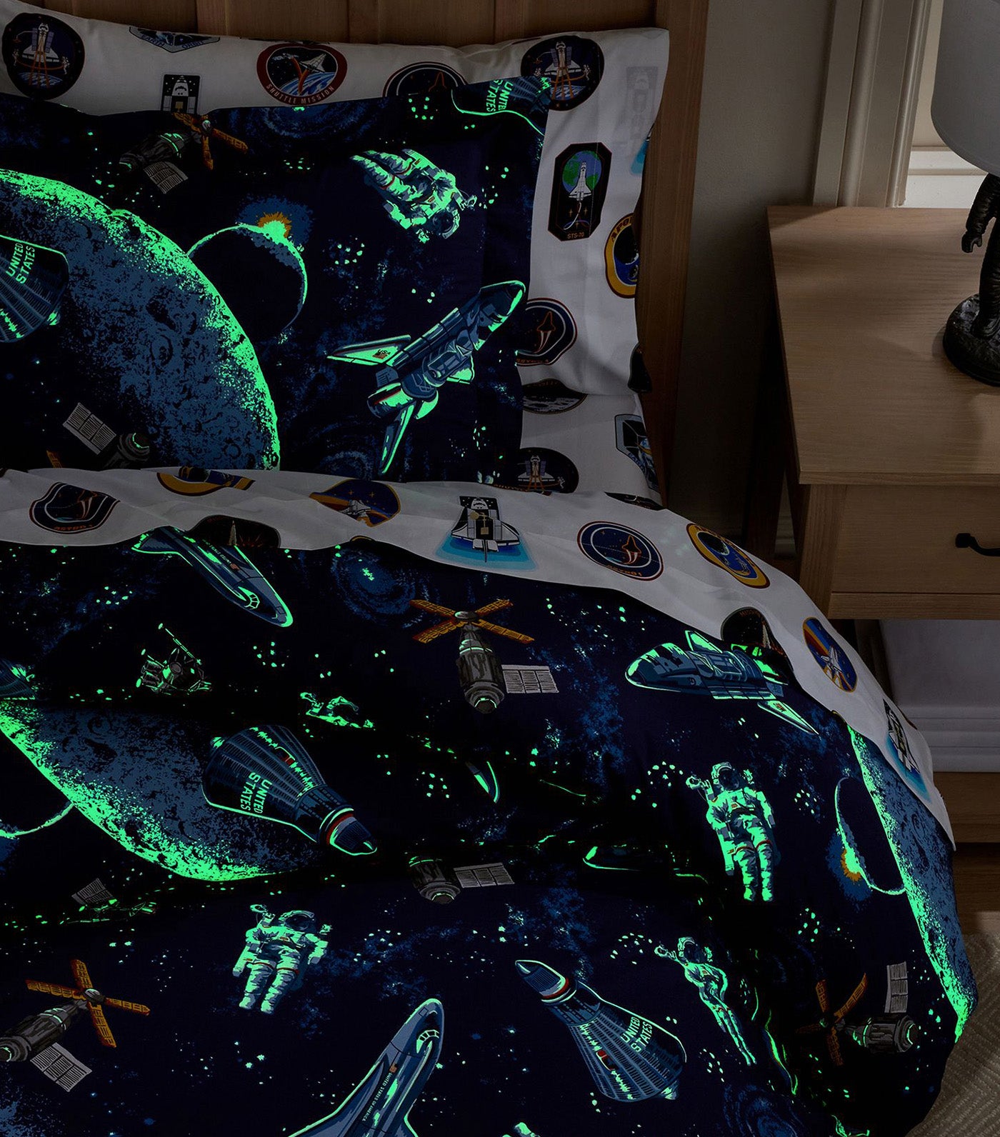 Glow-In-The-Dark Astronaut Space Program Duvet and Shams