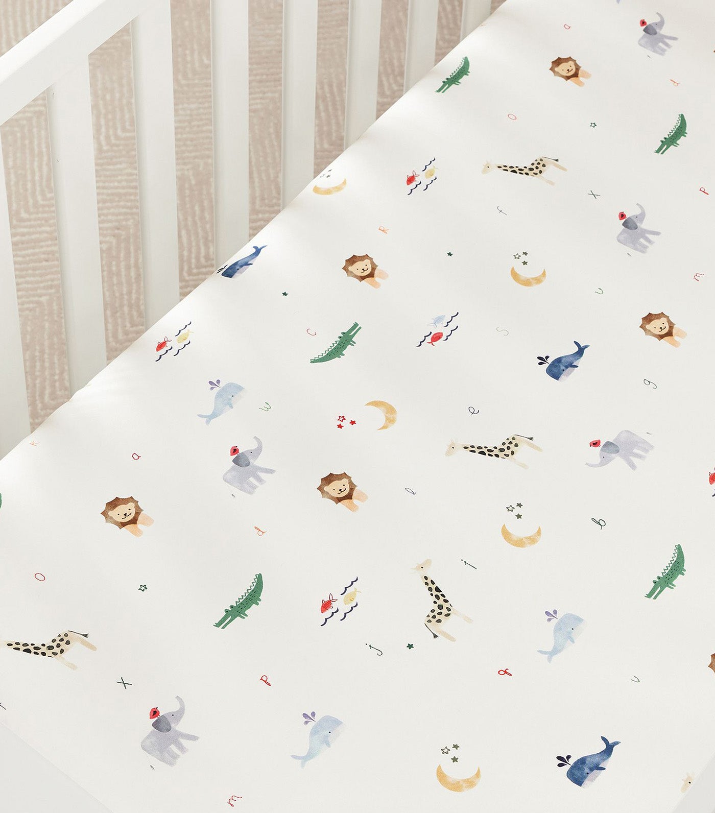 Animal ABC Organic Crib Fitted Sheet