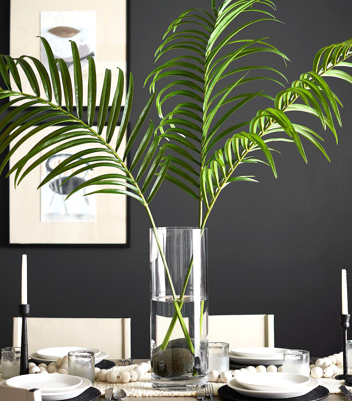 Faux Oversized Palm Leaf Branch Green