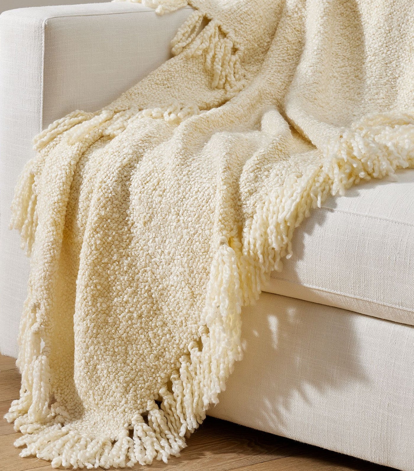 Dreamy Handwoven Fringe Throw Ivory