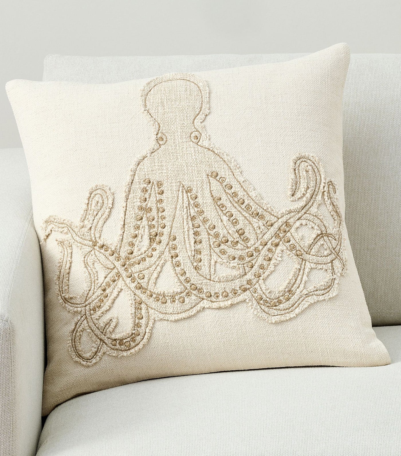 Octopus Applique Pillow Cover Neutral