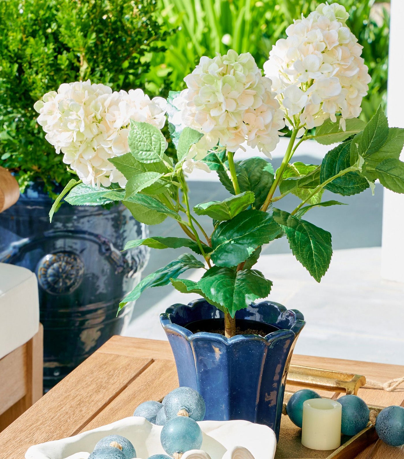 Faux Potted White Cone Hydrangea