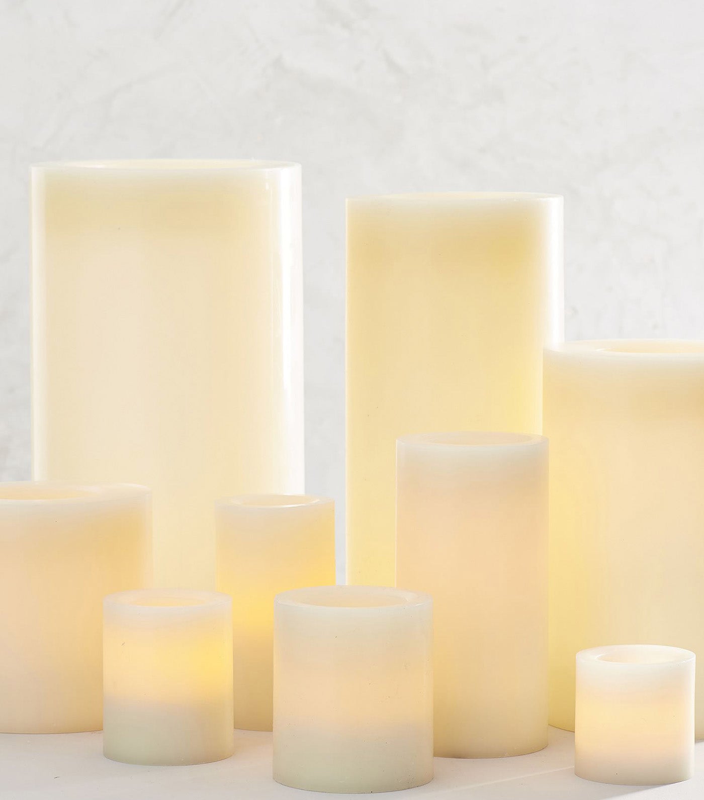 Standard Flameless Wax Pillar Candle Ivory