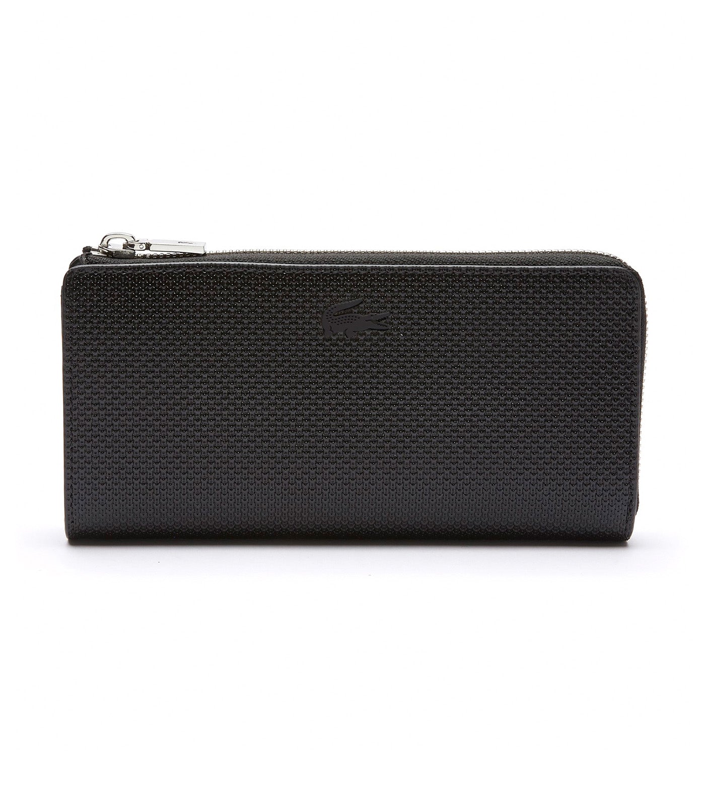 ★LACOSTE★ Men's Shantaco Wallet Black NH3870C55G000 Men's Chantaco Piqué Leather Zip Billfold - Wallets & Small