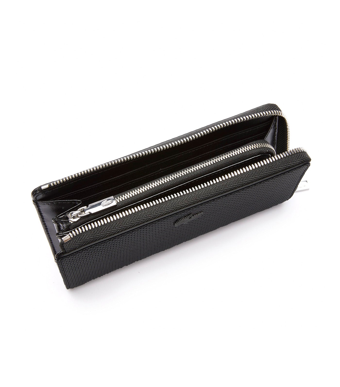 ★LACOSTE★ Men's Shantaco Wallet Black NH3870C55G000 Men's Chantaco Piqué Leather Billfold - Wallets & Small
