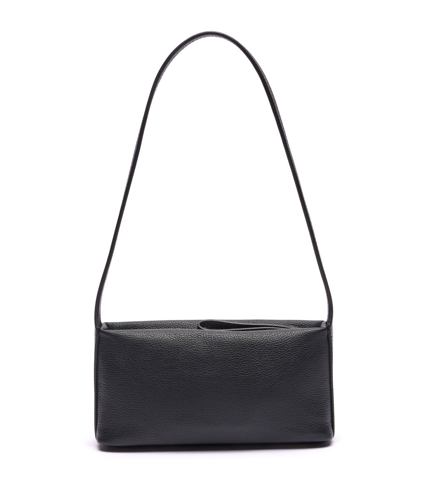 Small City Court Grain Leather Hobo Bag Noir