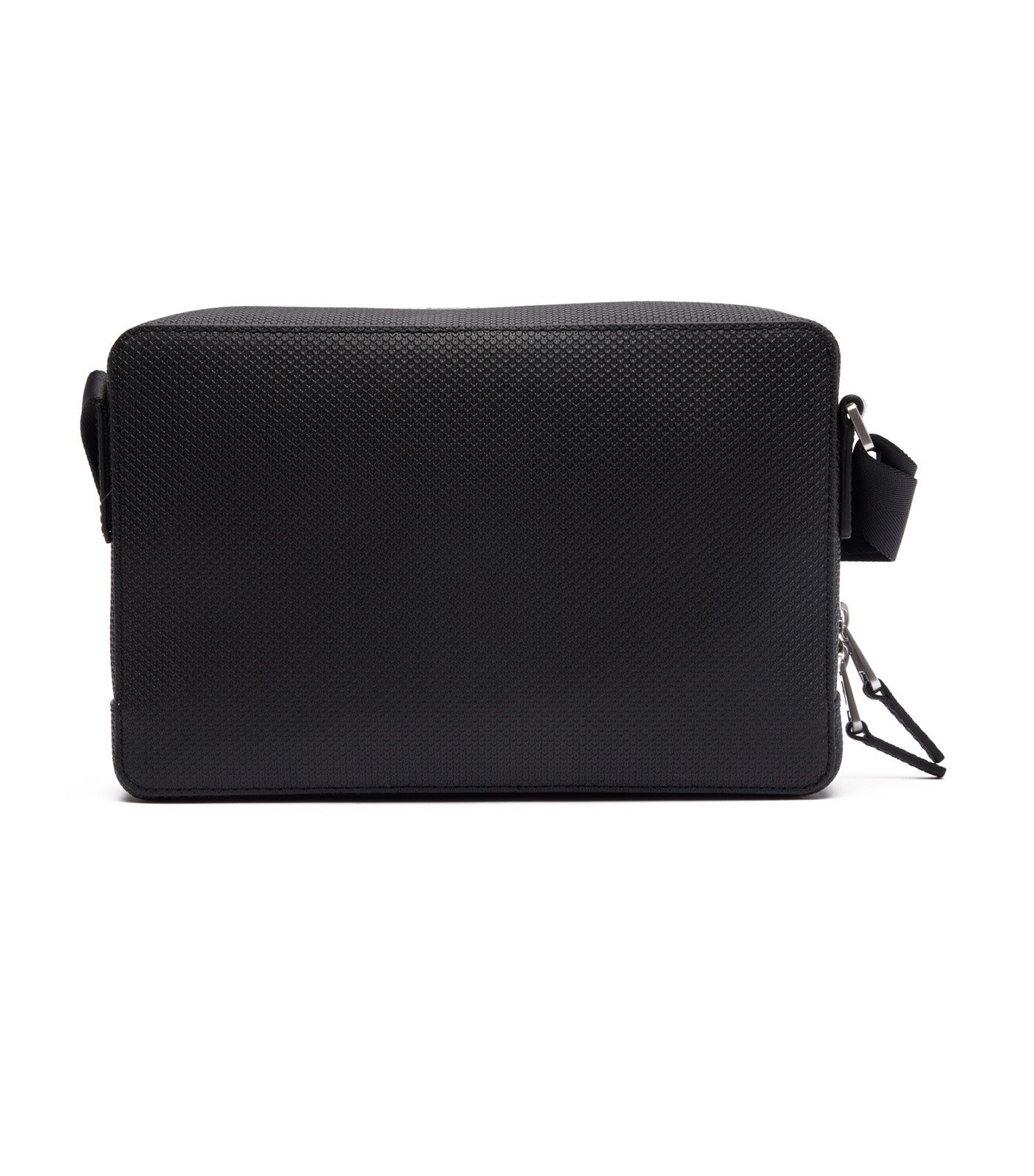 Unisex Chantaco Matte Stitched Leather Zippered Crossbody Bag Noir