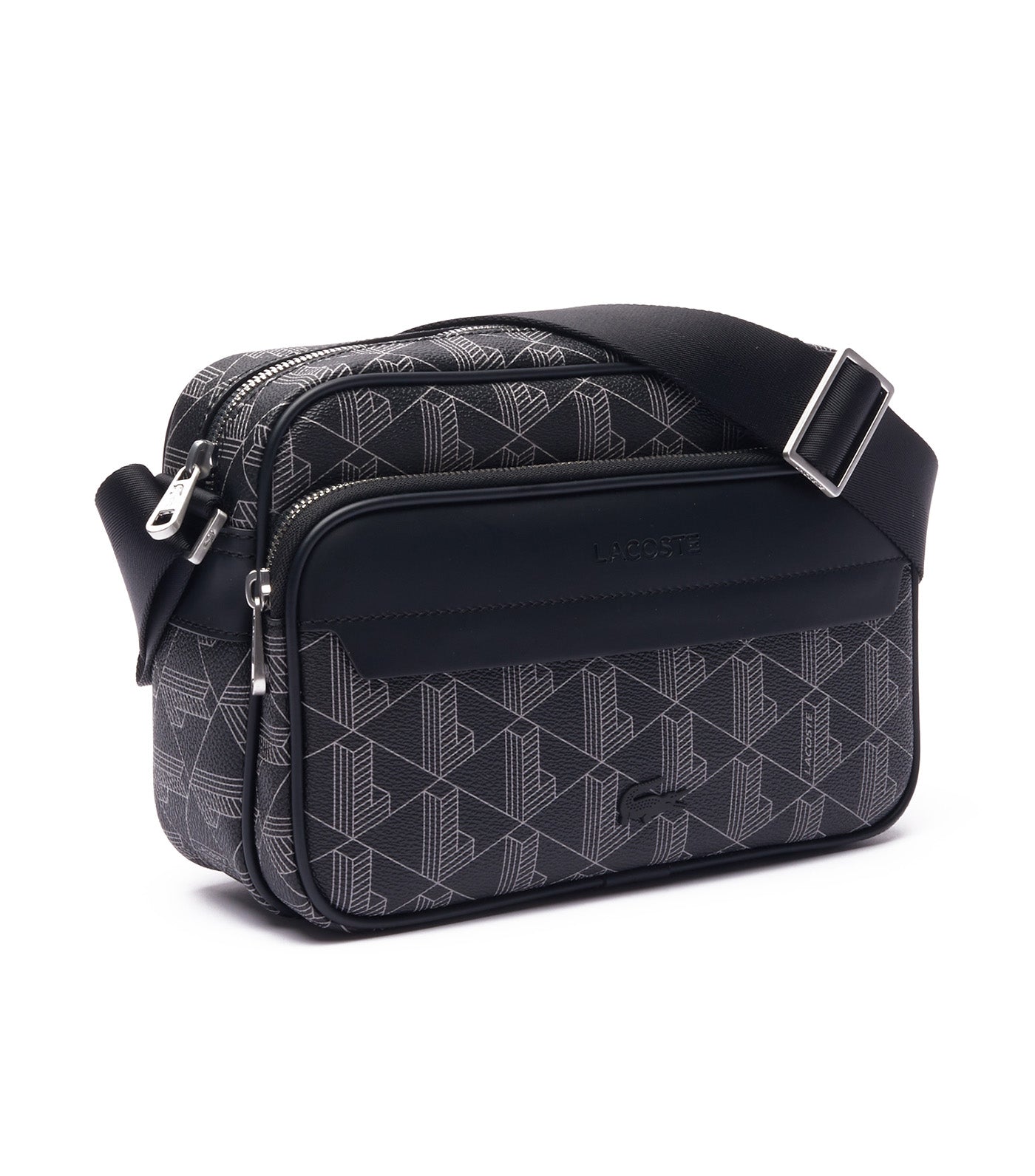 Lacoste The Blend Grained Texture Shoulder Bag Monogram Noir Gris