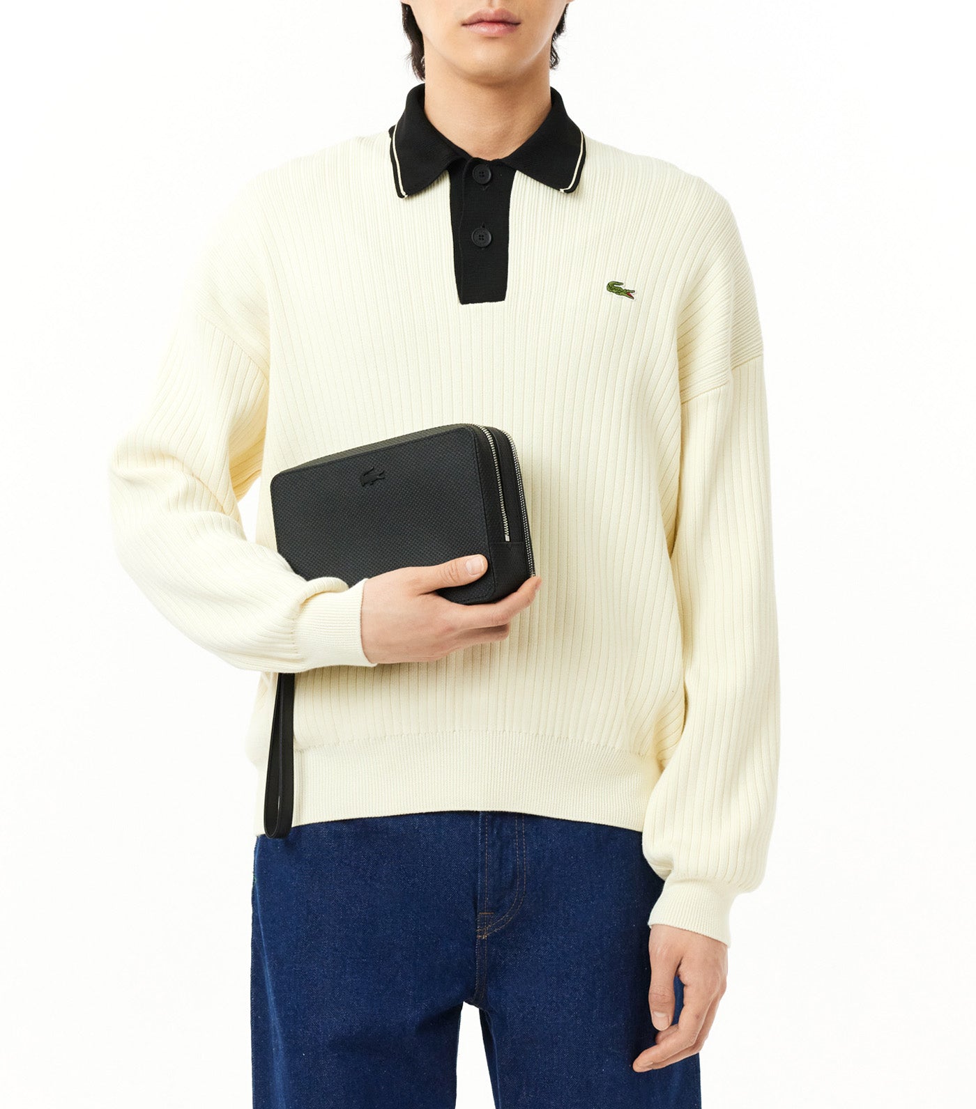 Lacoste Men's Chantaco Piqué Leather Zip Pouch Noir | Rustan's
