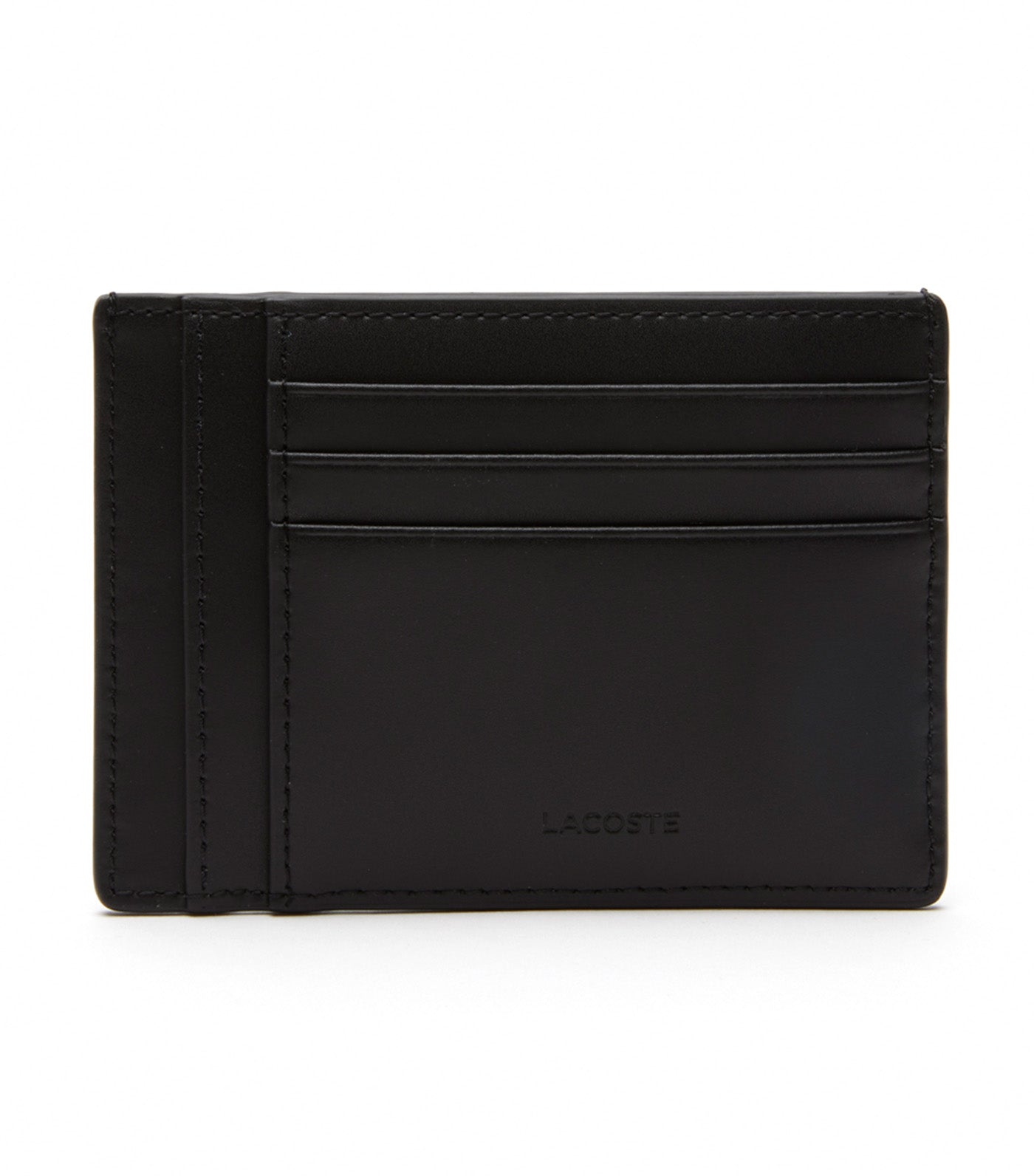 Men s Lacoste Chantaco Calfskin Leather Card Holder Noir