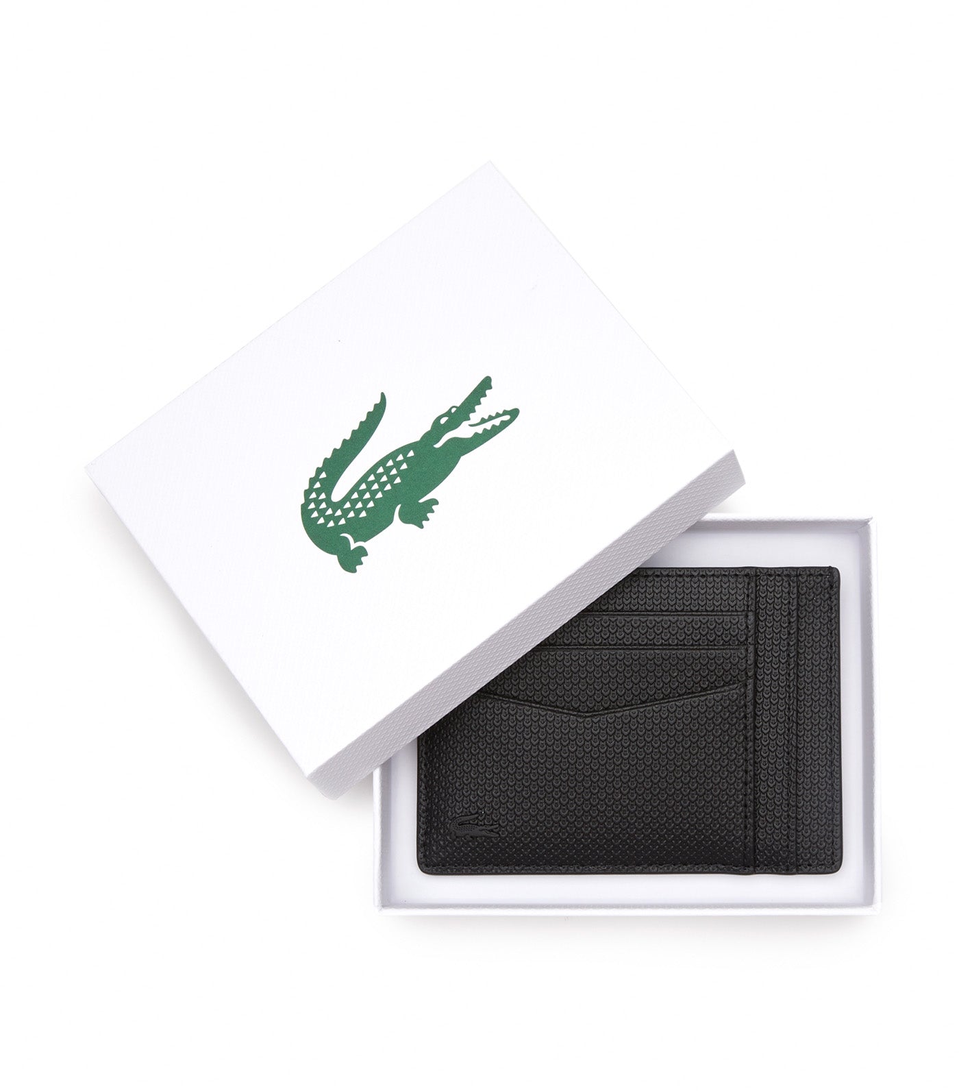 Men's Lacoste Chantaco Calfskin Leather Card Holder Noir