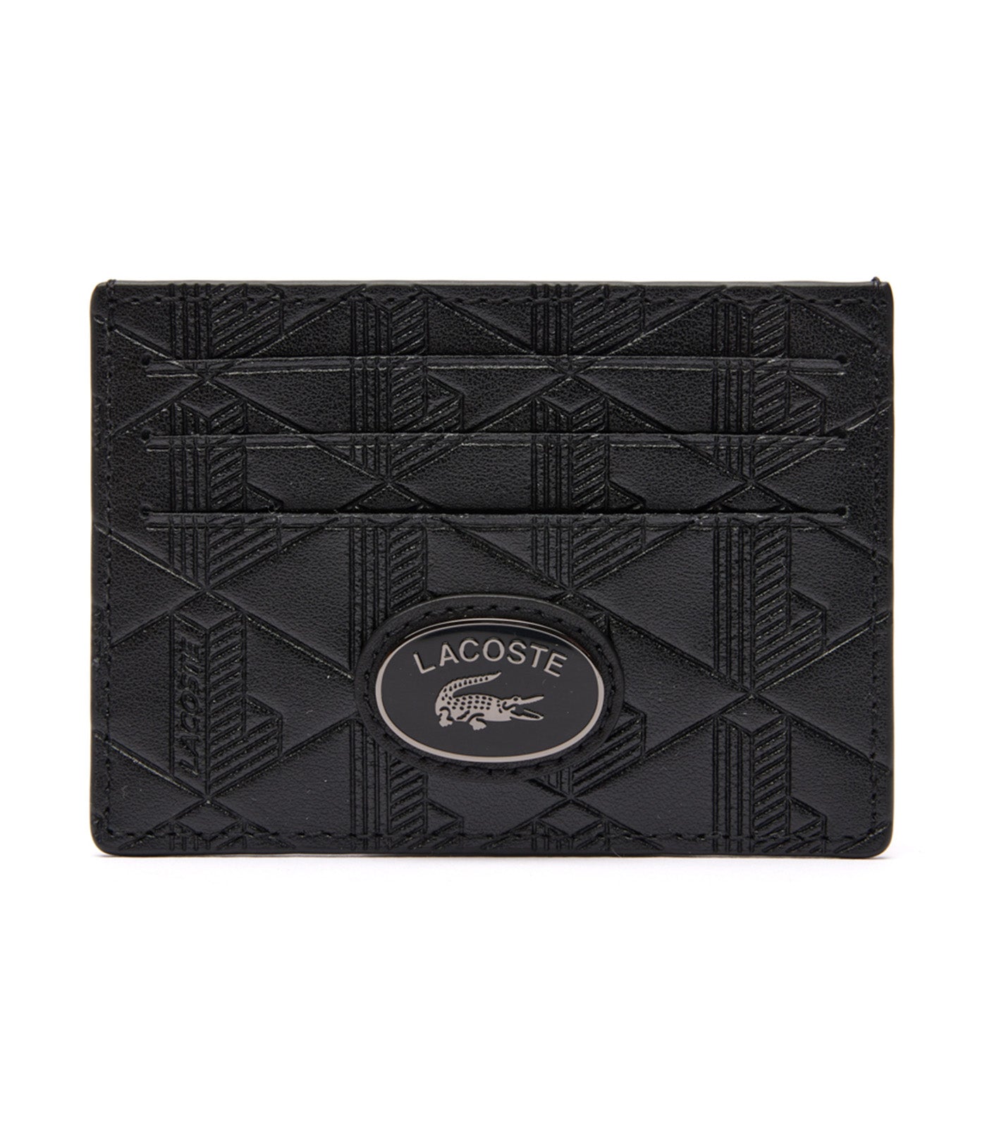 Leather Monogram Print Card Holder Noir