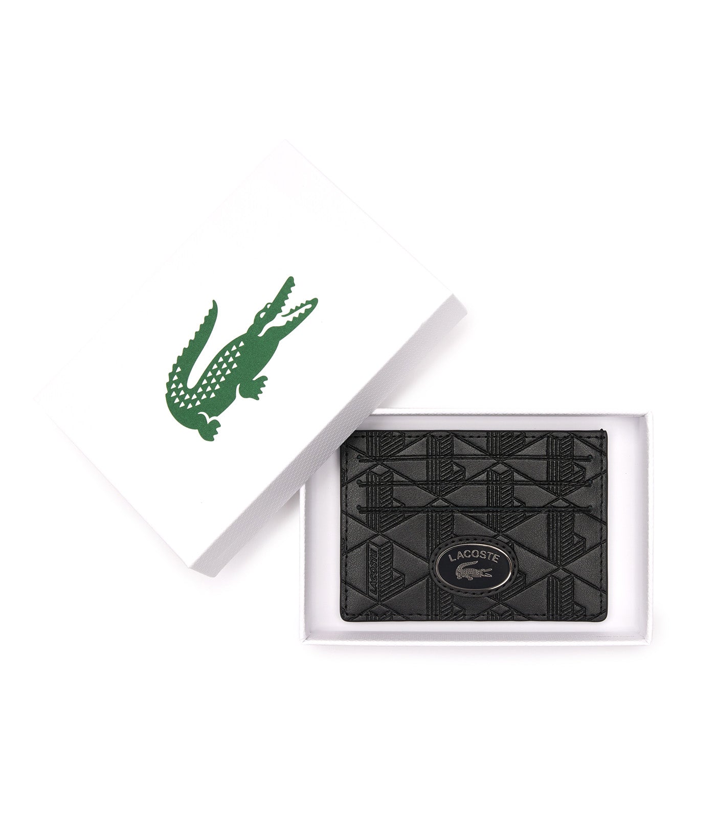 Leather Monogram Print Card Holder Noir