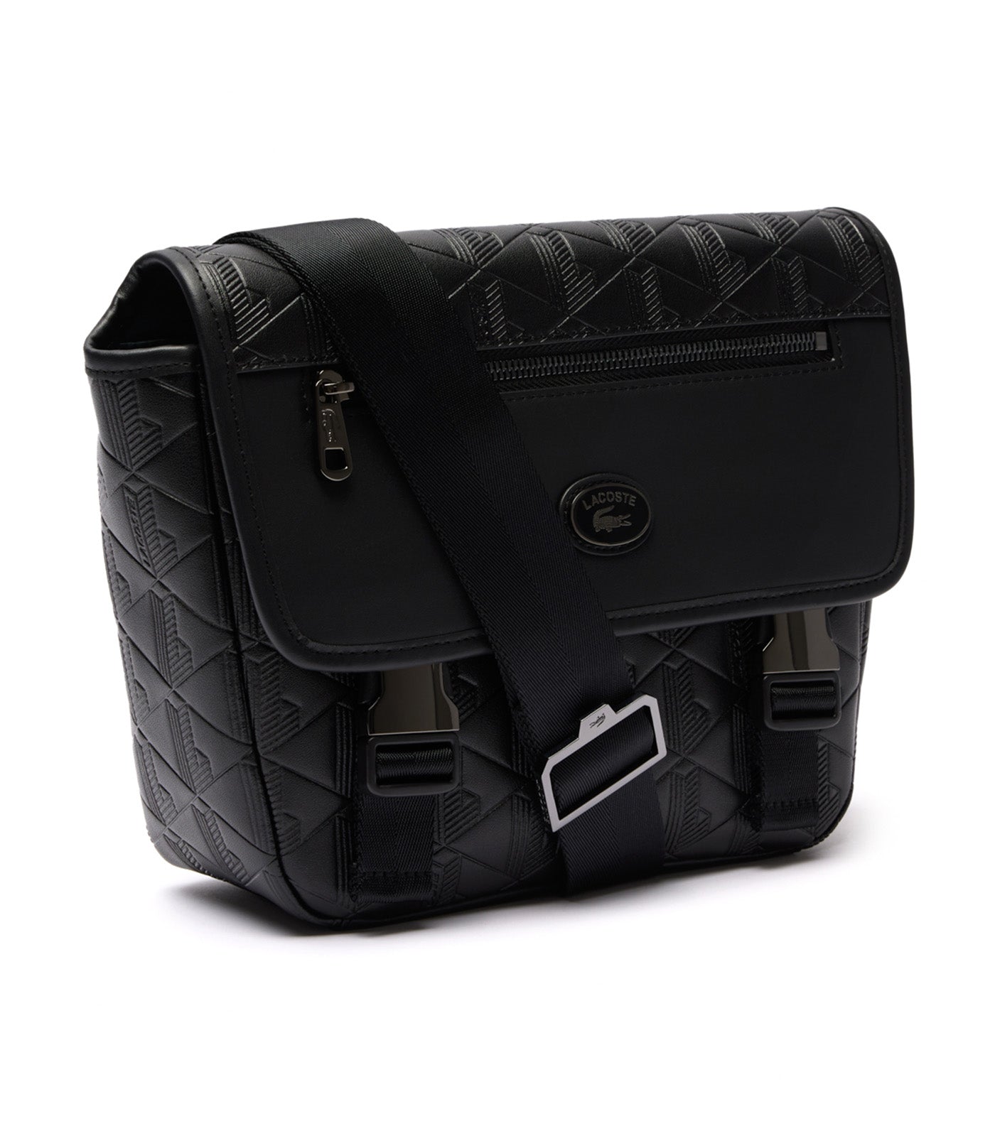 【LACOSTE】NOMOGRAMME Flap Messenger Bag_NU4838M (BLACK) Buy Nomogramme Leather Flap Close Satchel | Lacoste UAE