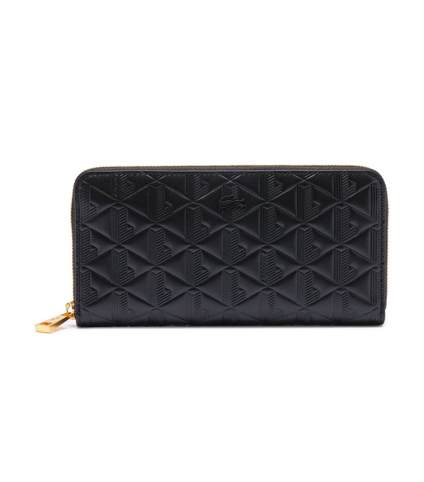 ★LACOSTE★ Women's Maheki Card Wallet Black NF4828M55G000 Maheki Embossed Leather Card Holder - Women's Wallets
