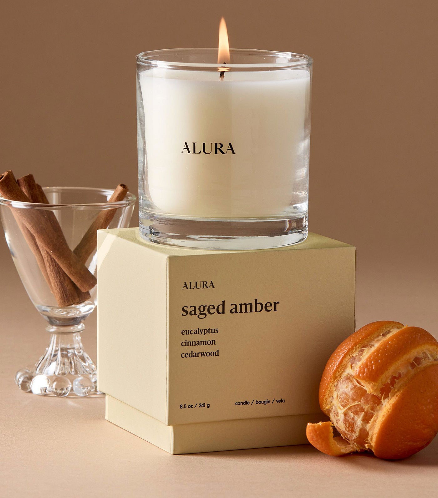 Alura Homescent Collection - Saged Amber Boxed Candle