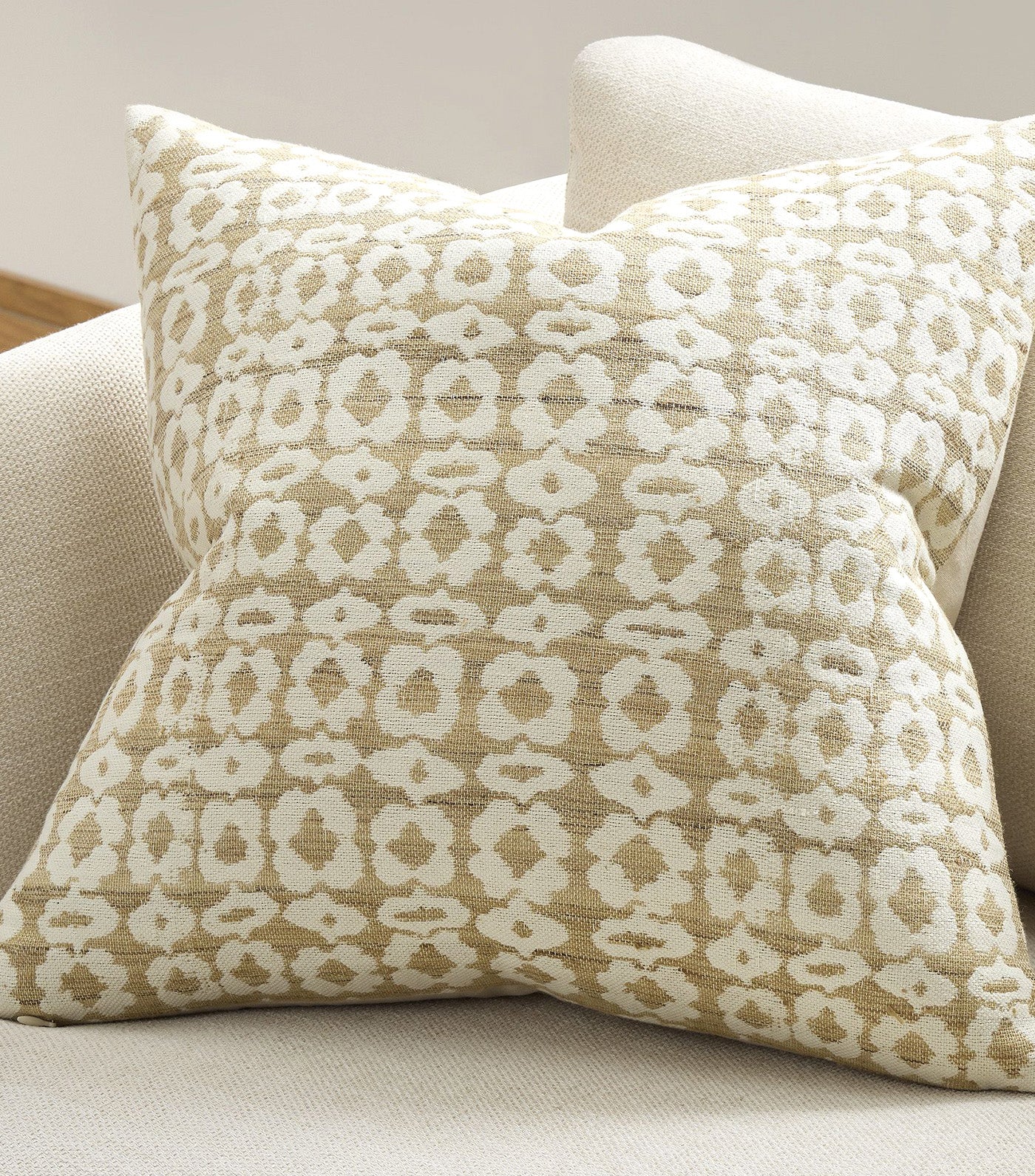 Floral Jacquard Pillow Cover Natural