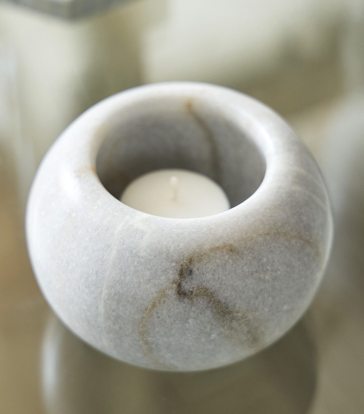 Kali Marble Votive Candleholder White