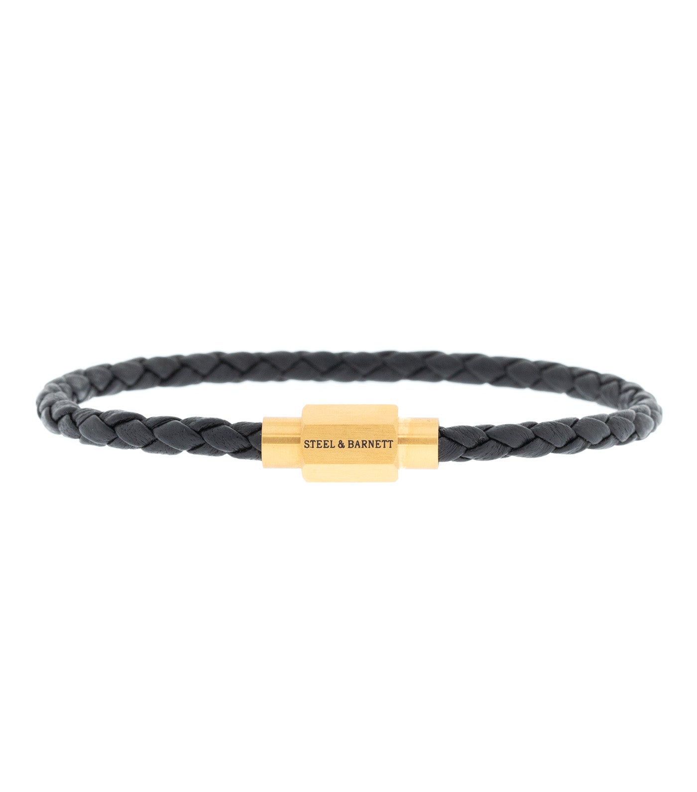 Luke Landon Nappa Leather Bracelet Black/Gold