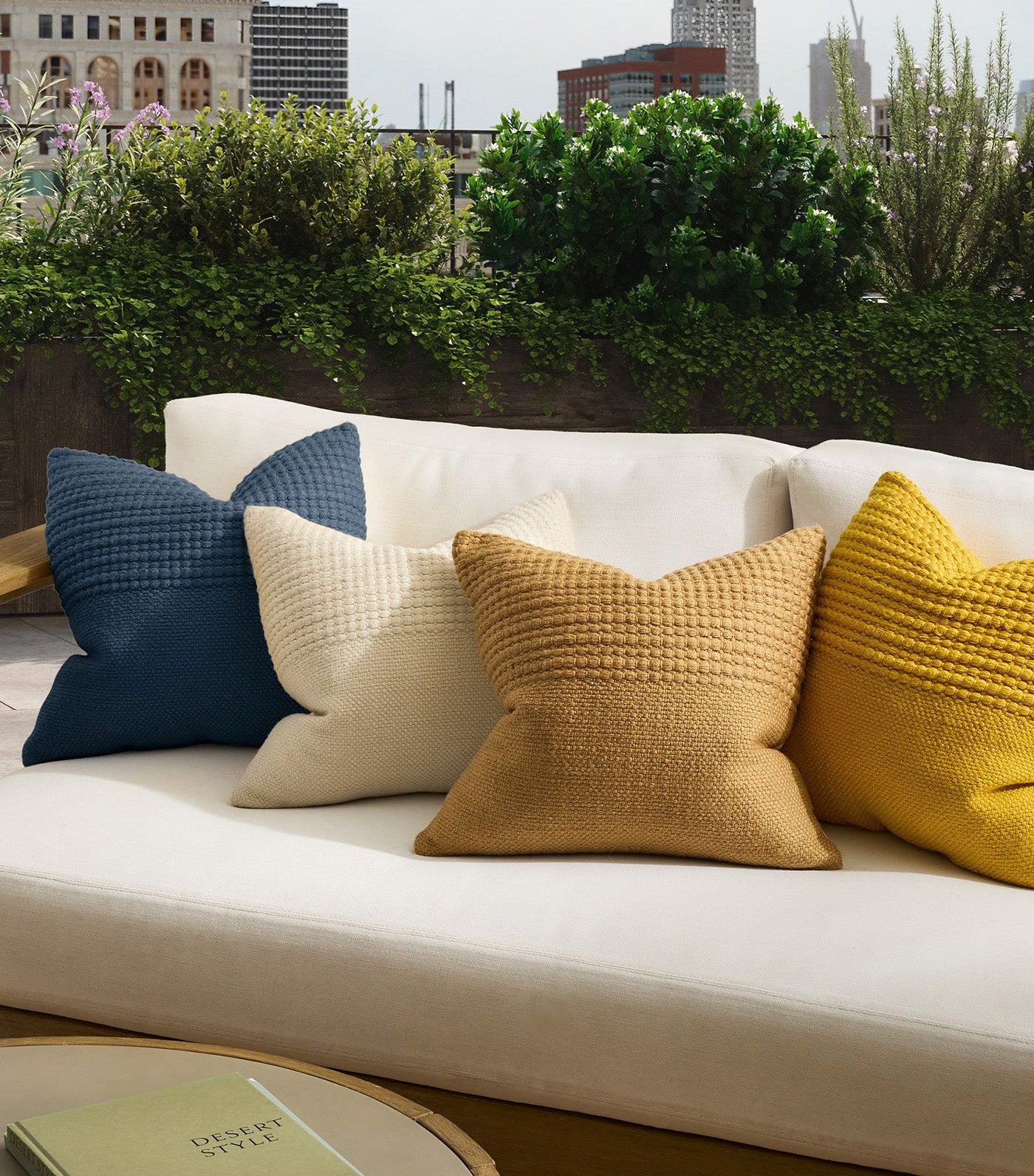 Outdoor Bubble Corded Pillow Indigo