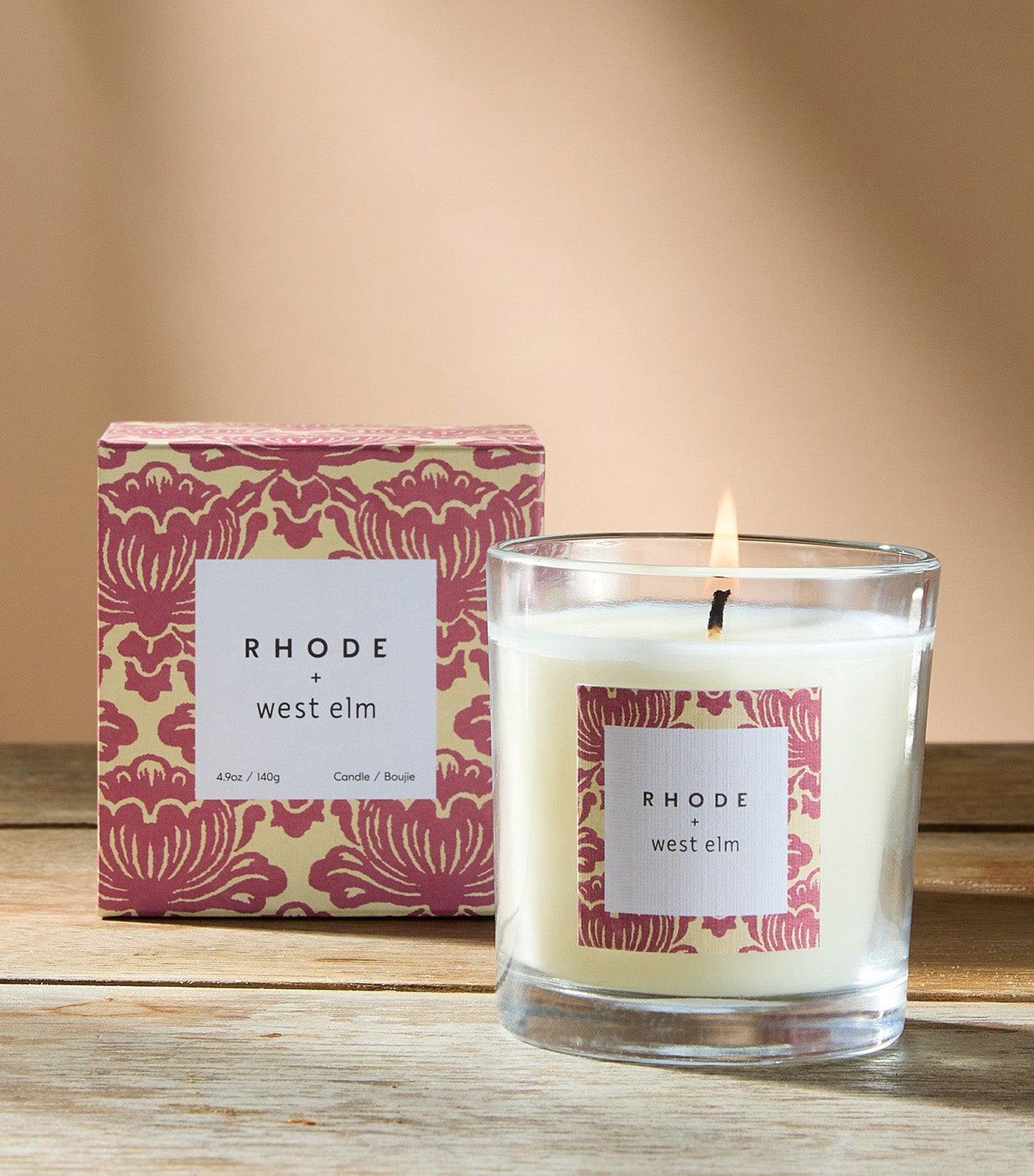 west elm + RHODE Boxed Candle - Fig & Lotus Blossom Red