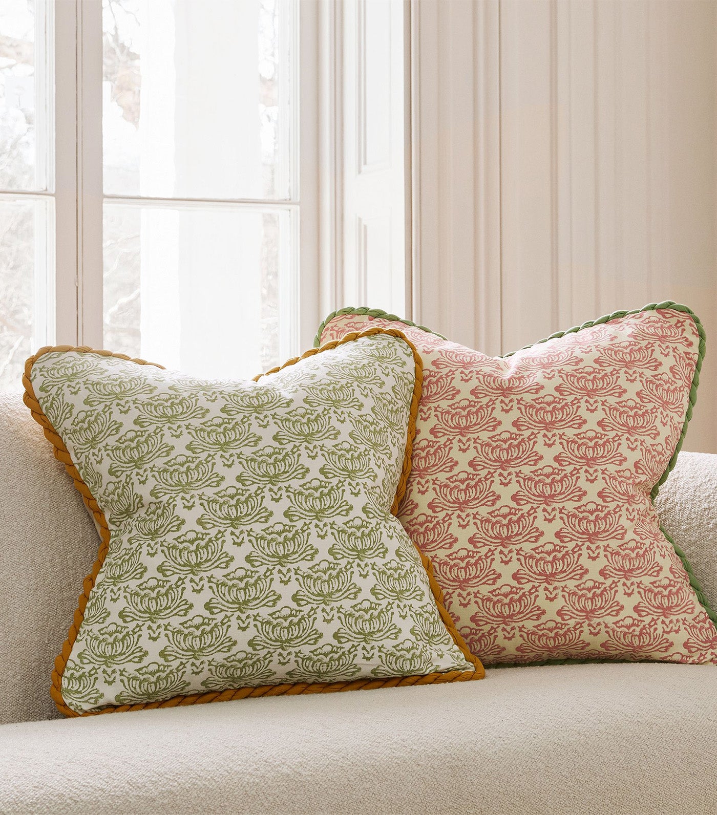 west elm + RHODE Lotus Pillow Cover Brandied Apricot/Fair Green