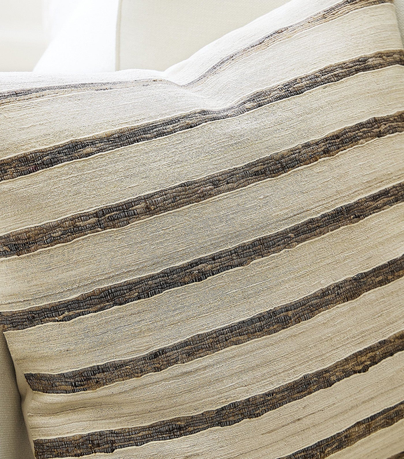 Silk Broad Stripe Pillow Cover Natural