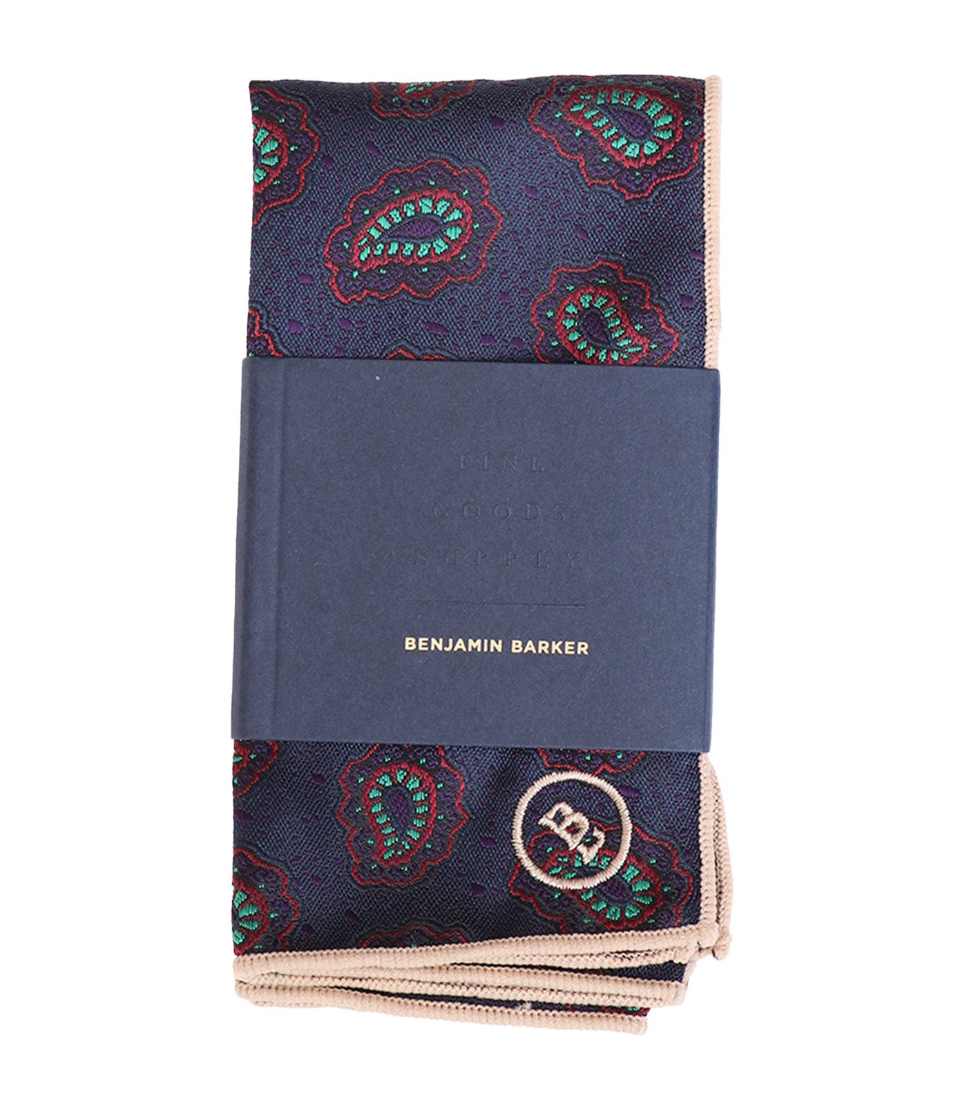 Beckenham Paisley Pocket Square Navy