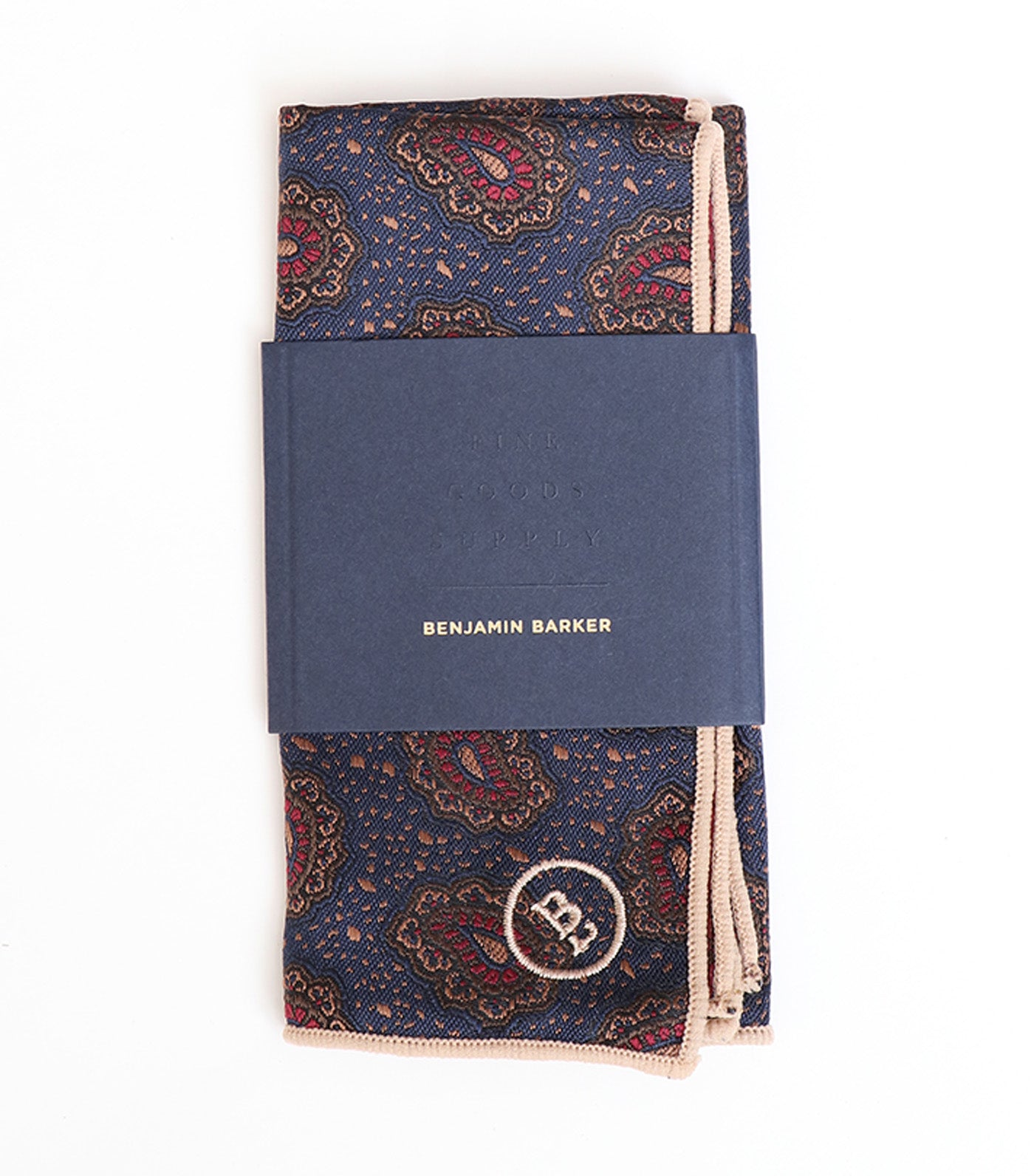 Brunehild Paisley Pocket Square Navy