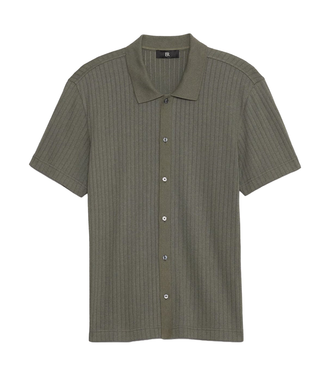 Ribbed Modal-Cotton Resort Shirt Green Nori