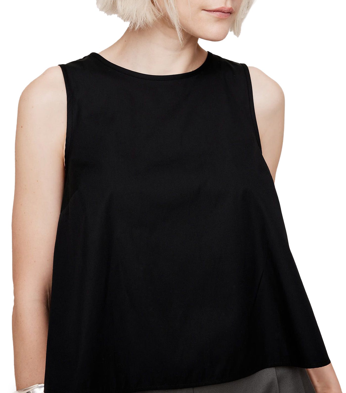 Poplin Cropped Tank Black