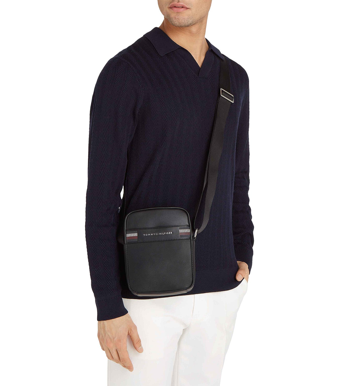 Men's Corporate Texture Mini Reporter Bag Black