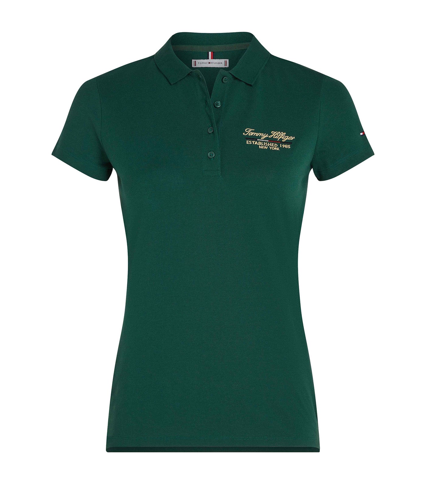 Women's Slim Script Graphic Polo Ornamental Green