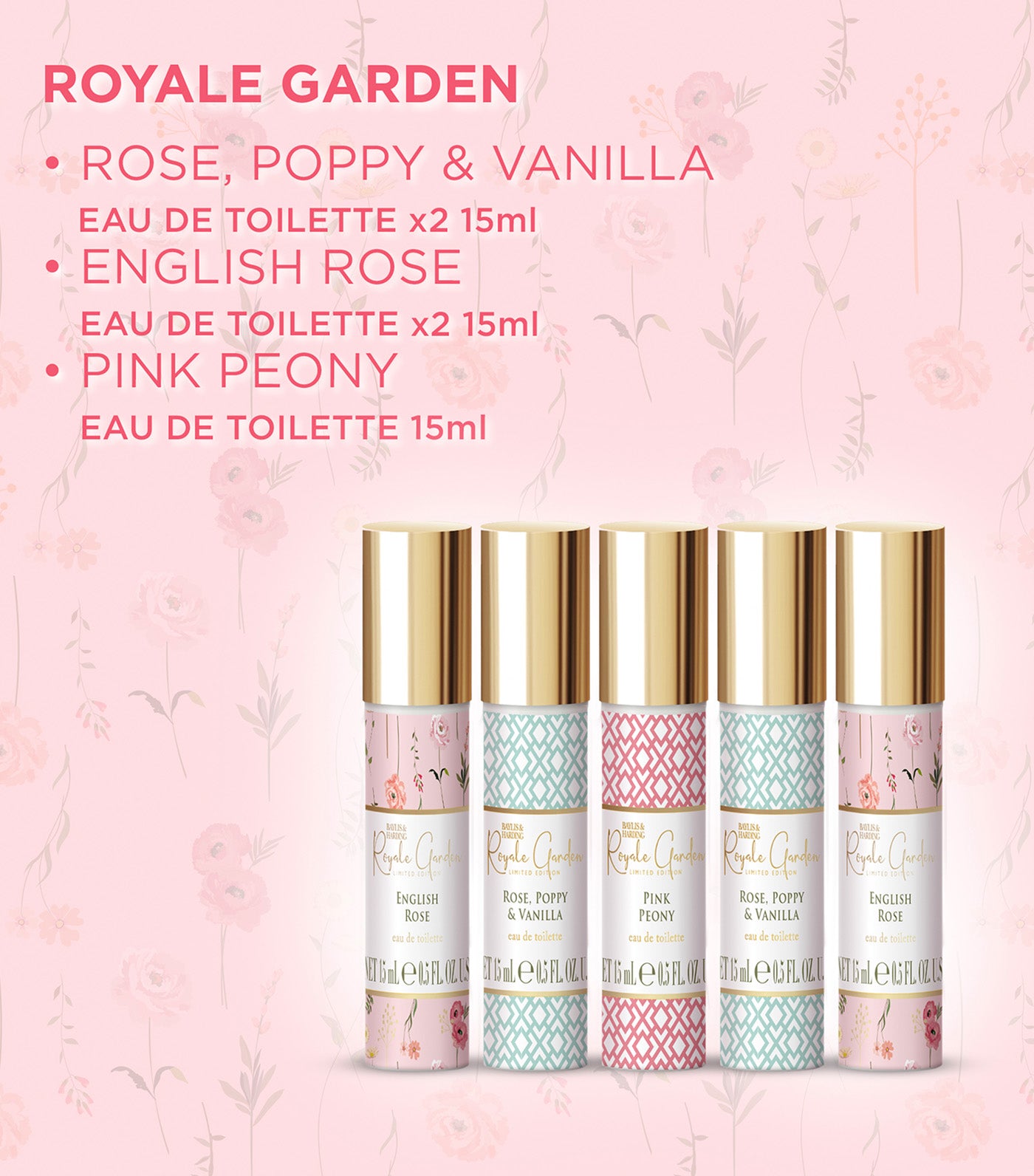 Royale Garden Rose, Poppy and Vanilla Fragrance Discovery Gift Set