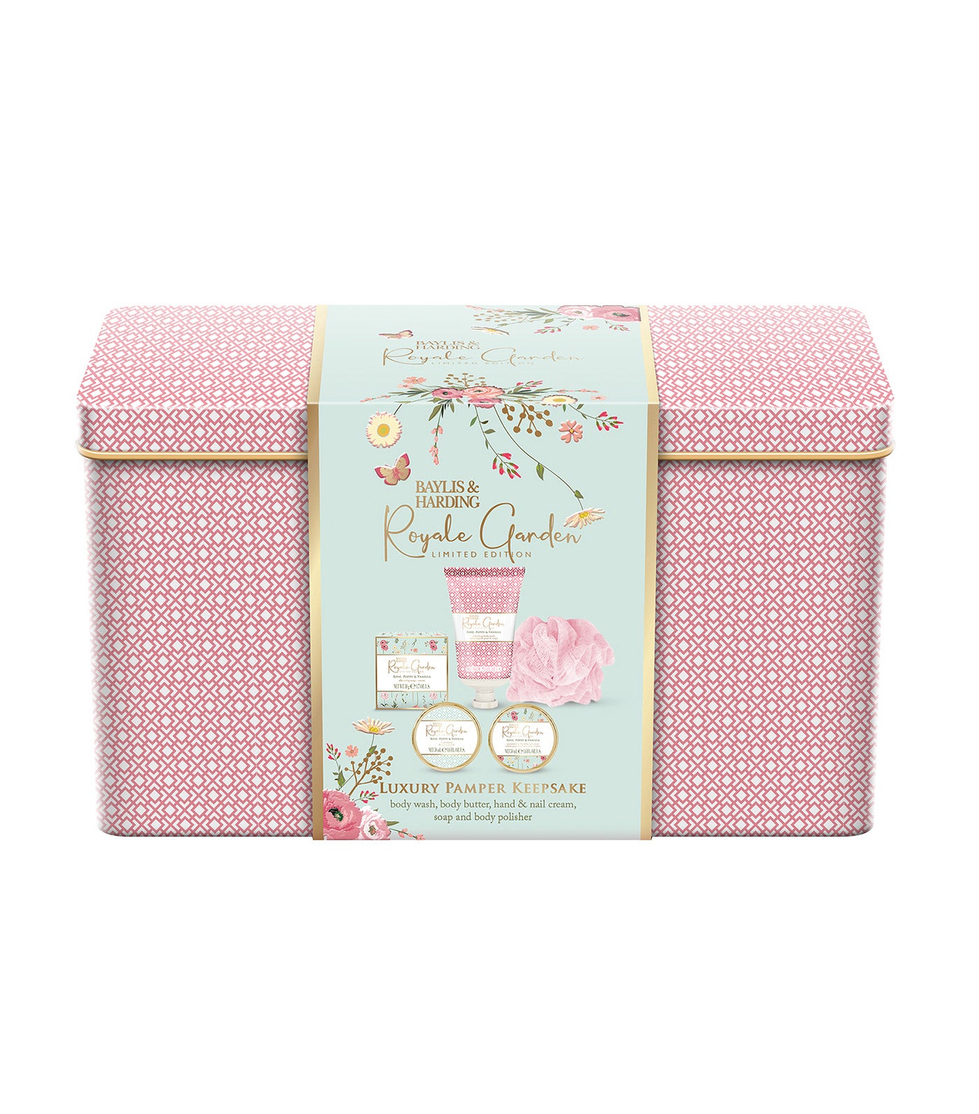 Royale Garden Rose, Poppy and Vanilla Luxury Pamper Keepsake Tin Gift Set