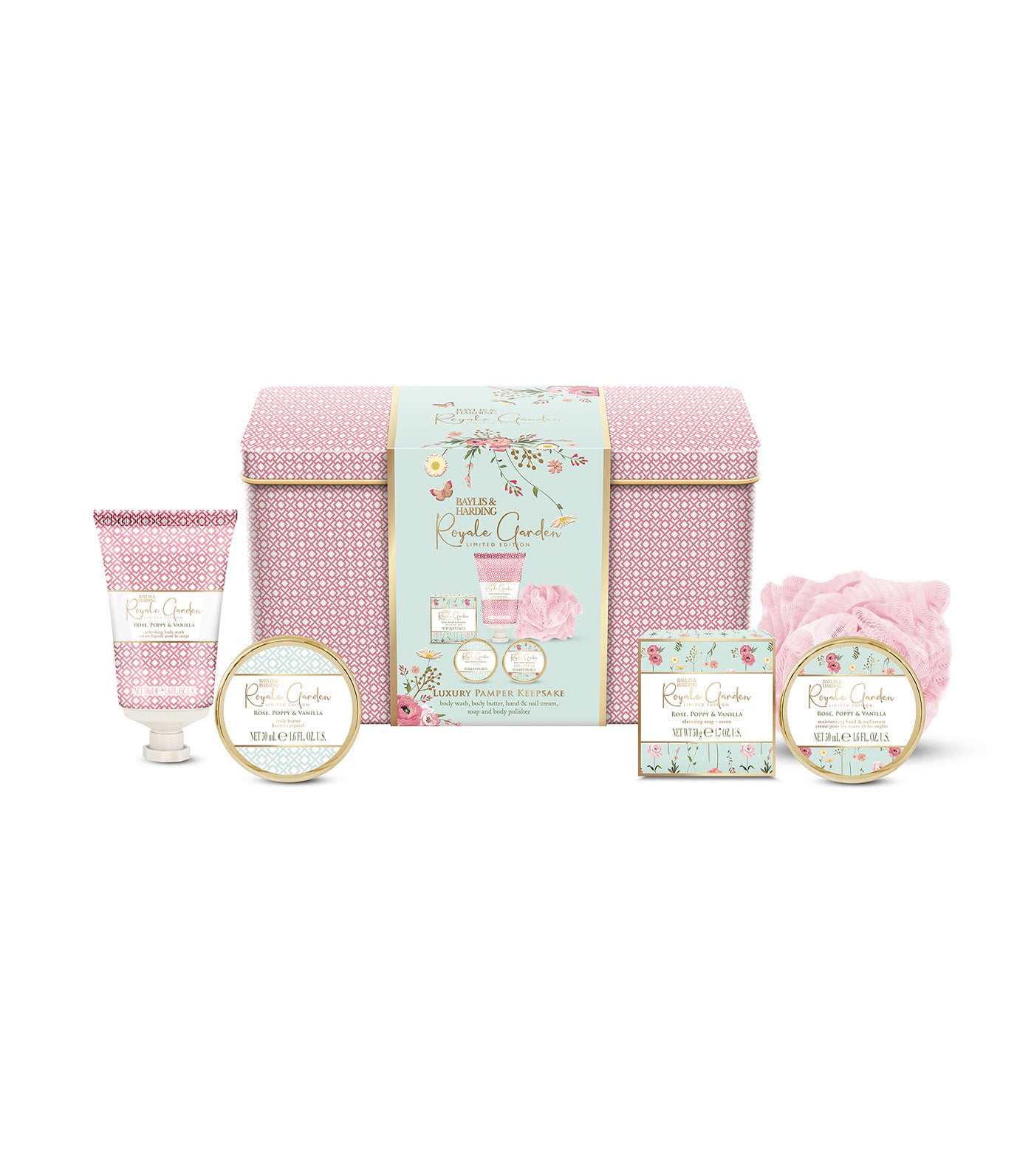 Royale Garden Rose, Poppy and Vanilla Luxury Pamper Keepsake Tin Gift Set