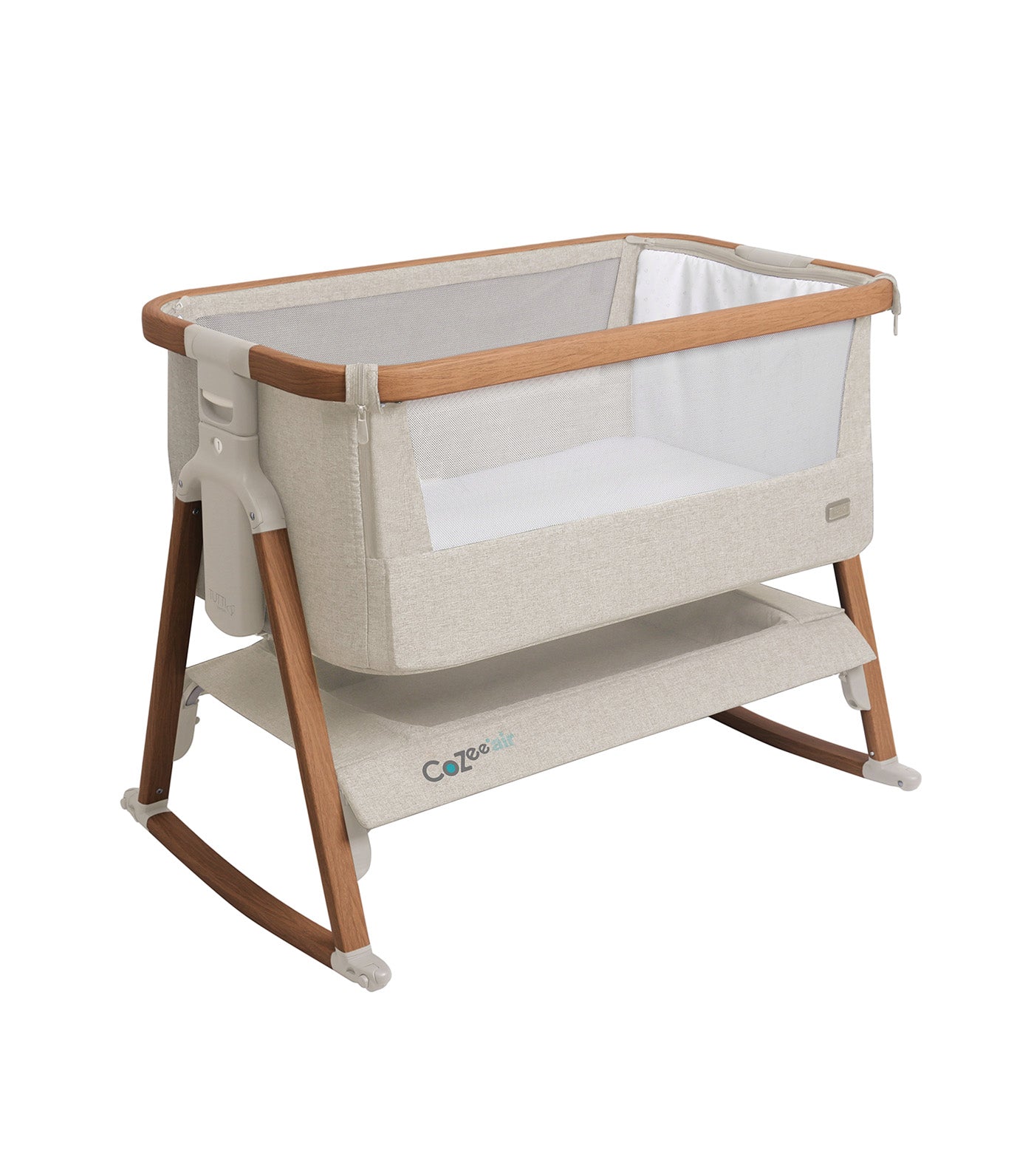 CoZee Air Bedside Crib Scandinavian Walnut/Ecru