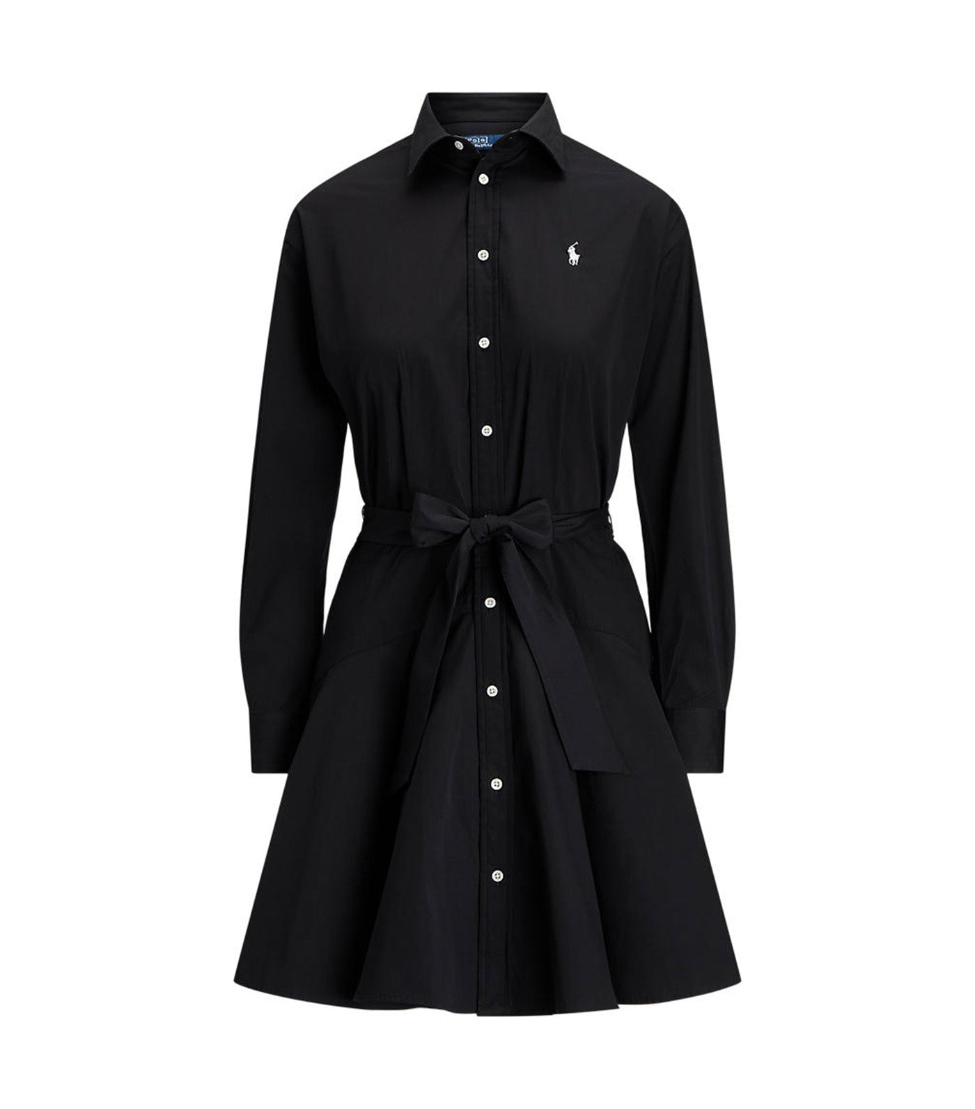 Women's Paneled Cotton Shirtdress Polo Black