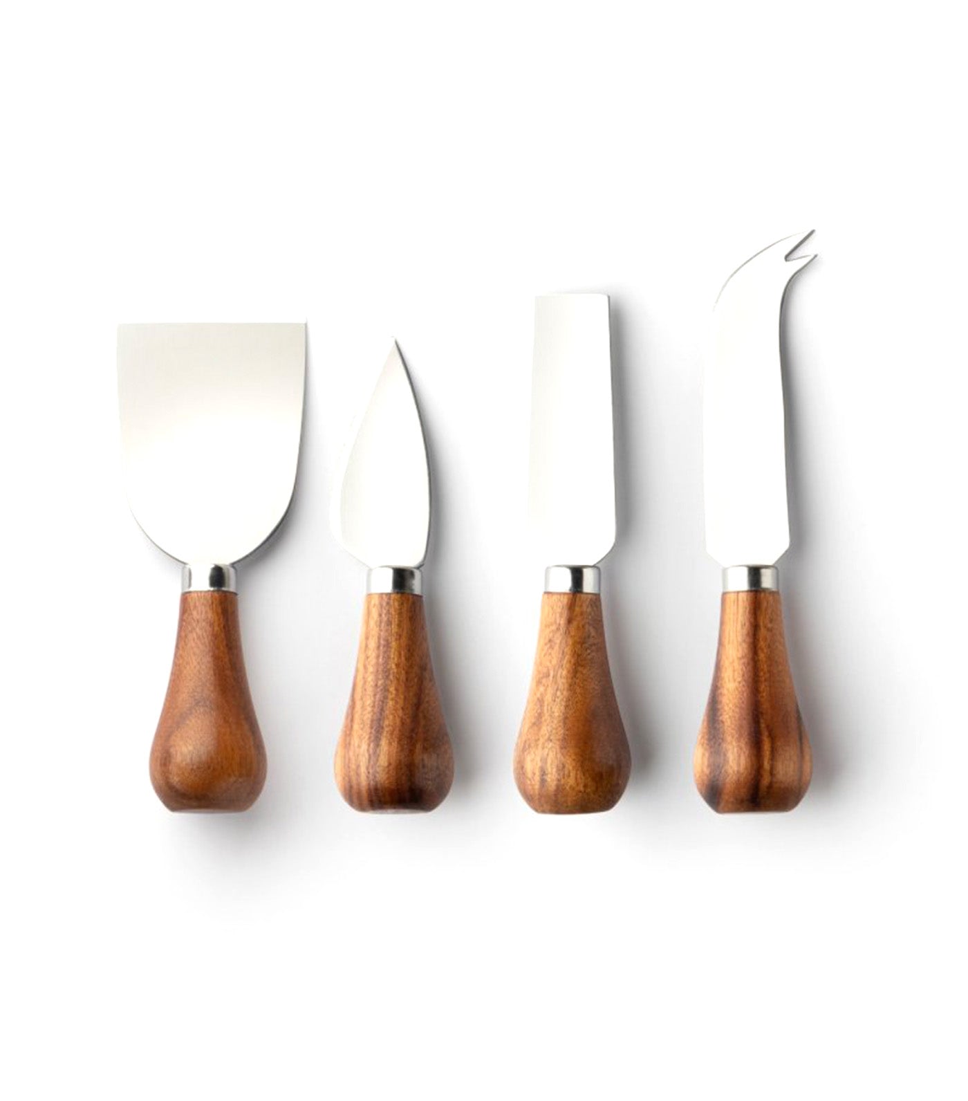 Four Piece Peardrop Acacia Cheese Knife Set