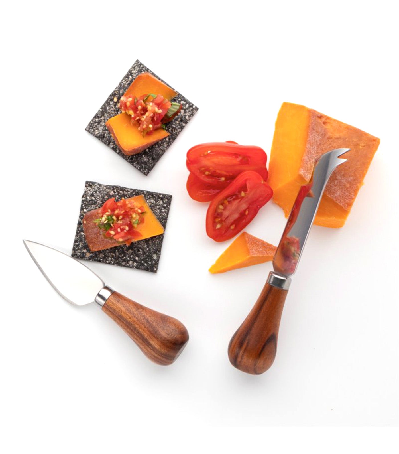 Four Piece Peardrop Acacia Cheese Knife Set